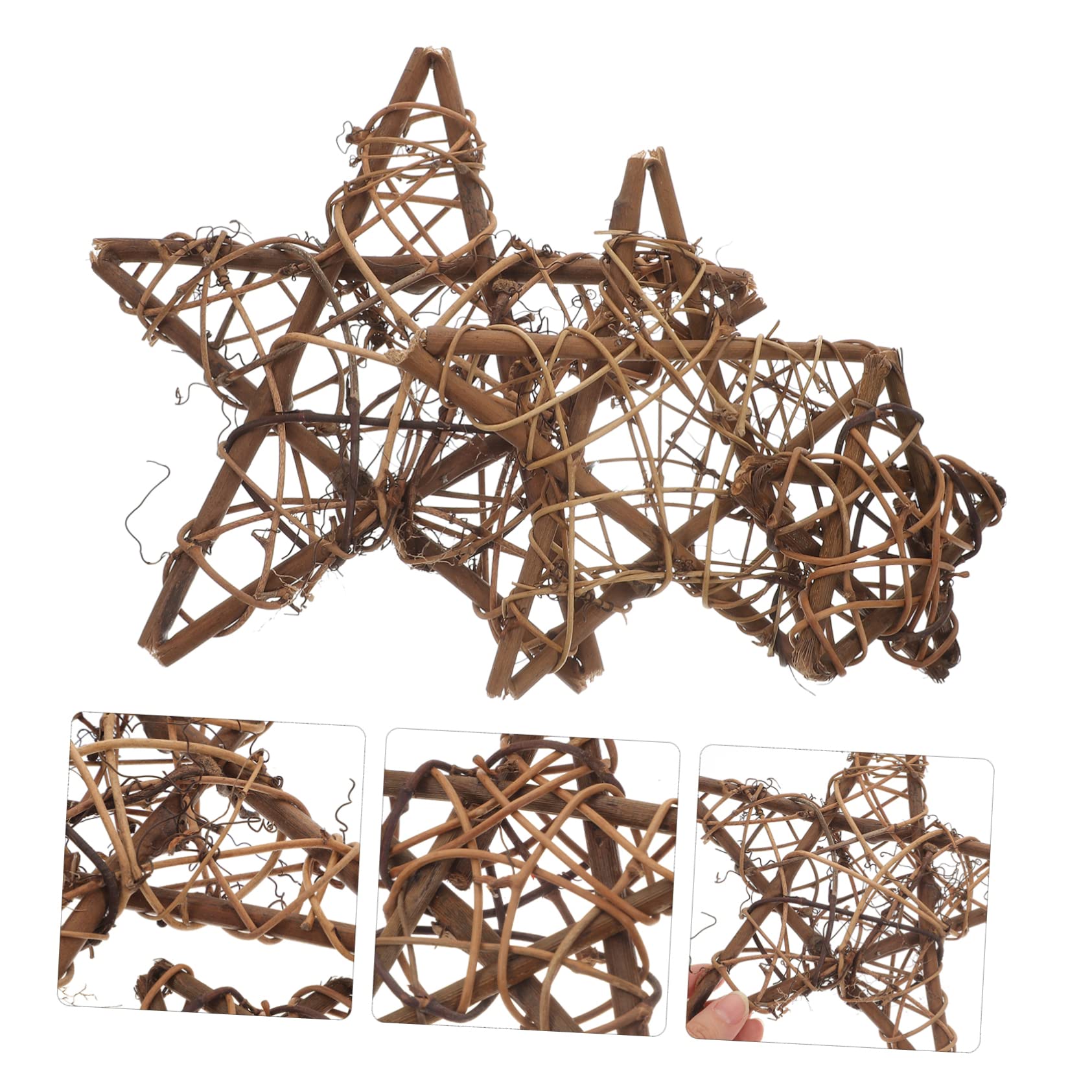 STOBAZA 12piezas Guirnalda De Ratan Estrella Aro De Ratan para Manualidades y Decoración Material Natural para Creaciones Personalizadas Fiestas y Eventos