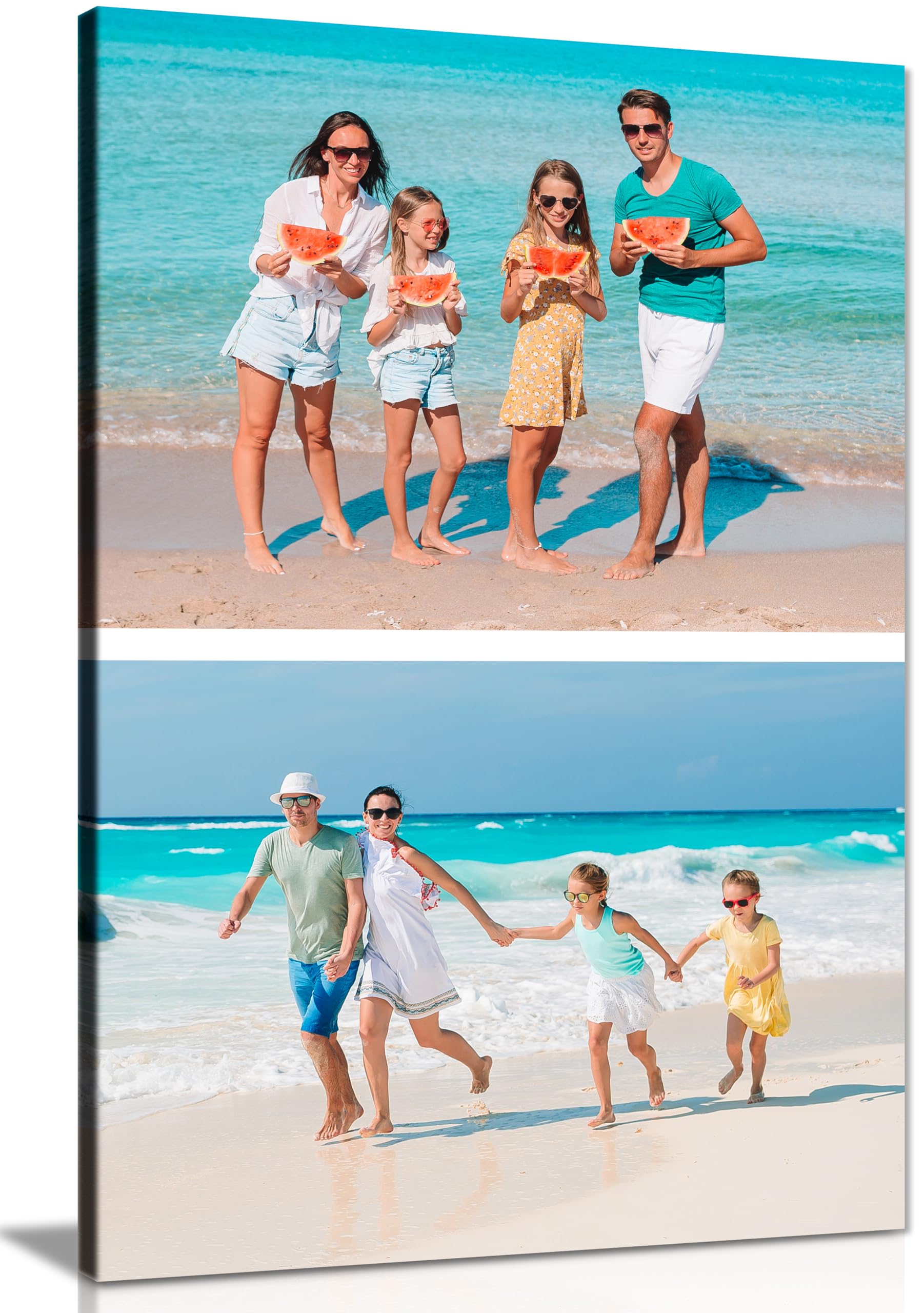 2 Photo Collage Portrait Personalised Canvas Print – Custom Photo Collage Wall Art – Multiple Sizes via “Customise Now” – Custom Printed Gift for Home & Occasions