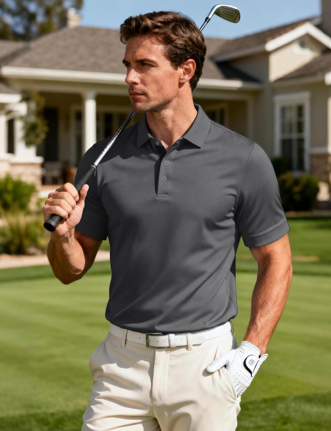 MAGCOMSEN Mens Polo Shirts Short Sleeve Lightweight Moisture Wicking Golf Polos 3 Buttons Performance Collared Shirt Men - Image 3