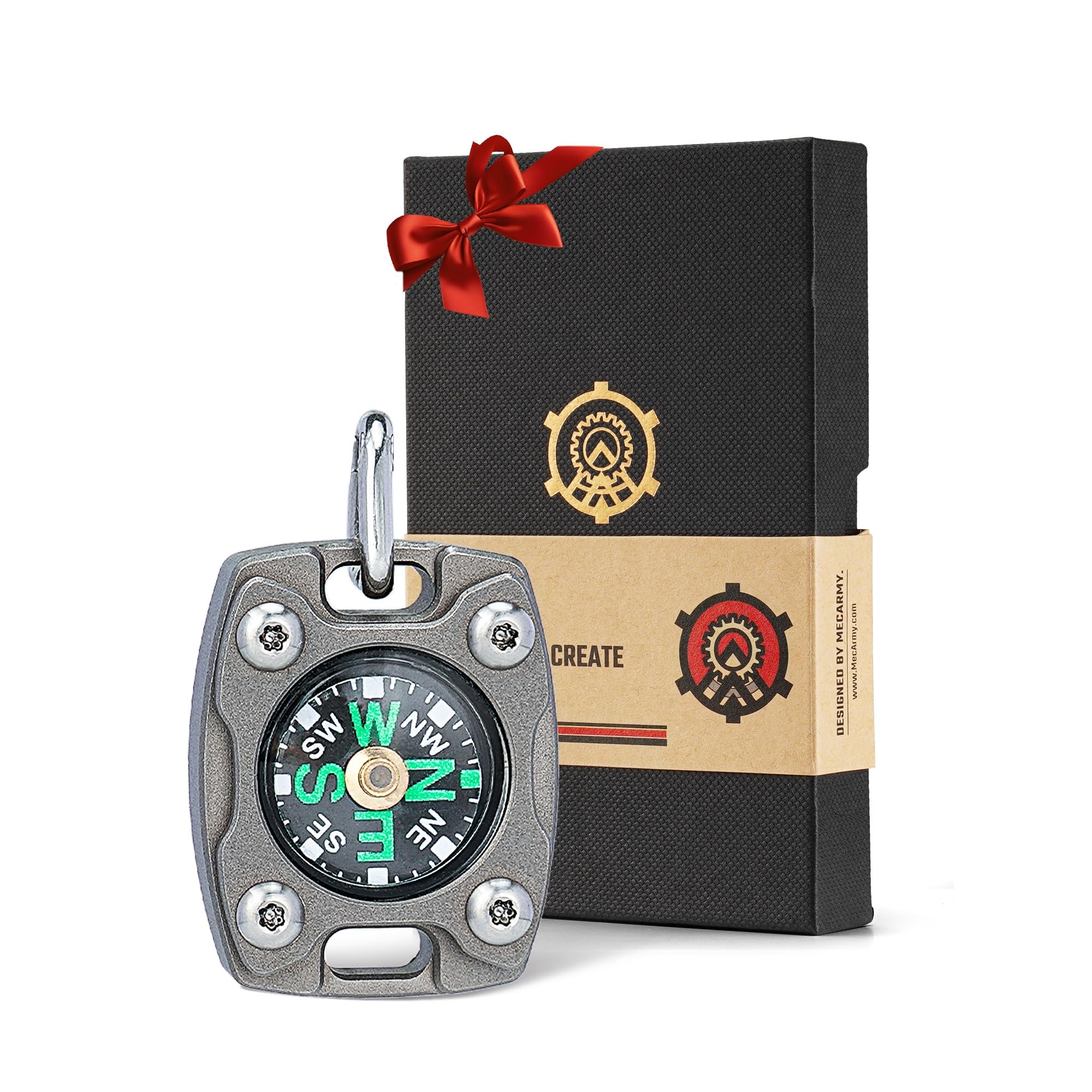 MecArmy CMP2-T High Sensitivity EDC Compass, Mechanical Instrument Inspired Design and Engrave, Luminous Glow in the Dark Free Bead Chain A Pendant