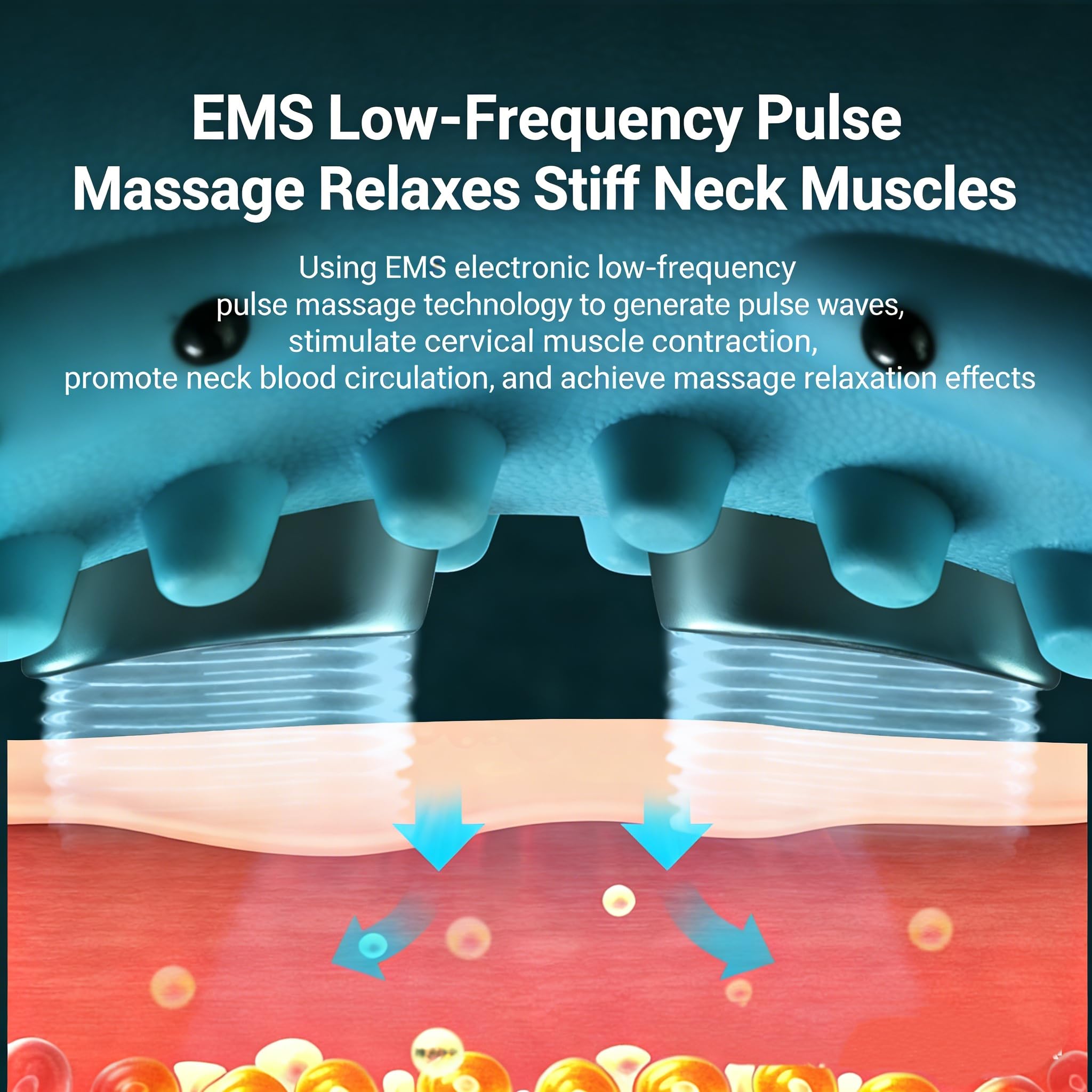 Beheiztes Nackenmassagekissen, 6 Modi EMS & 3 Modi Puls Vibrationsheizung mit Fernbedienung, Elektrisch Beheizte Nackenbandage für Schmerzlinderung und Muskelentspannung, Geeignet für Zuhause
