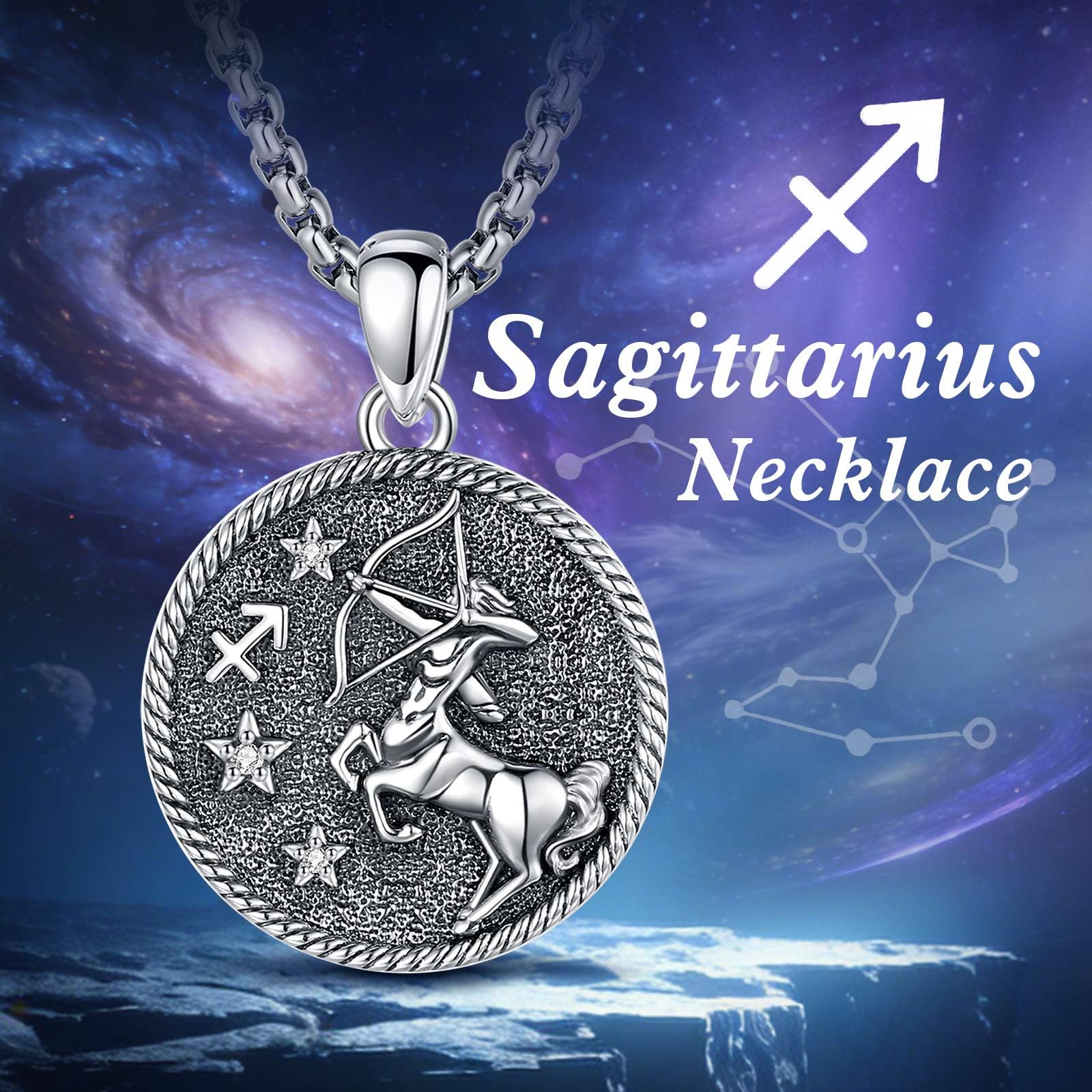 AEONSLOVE Collana Zodiaco Sagittario in Rame Argentato