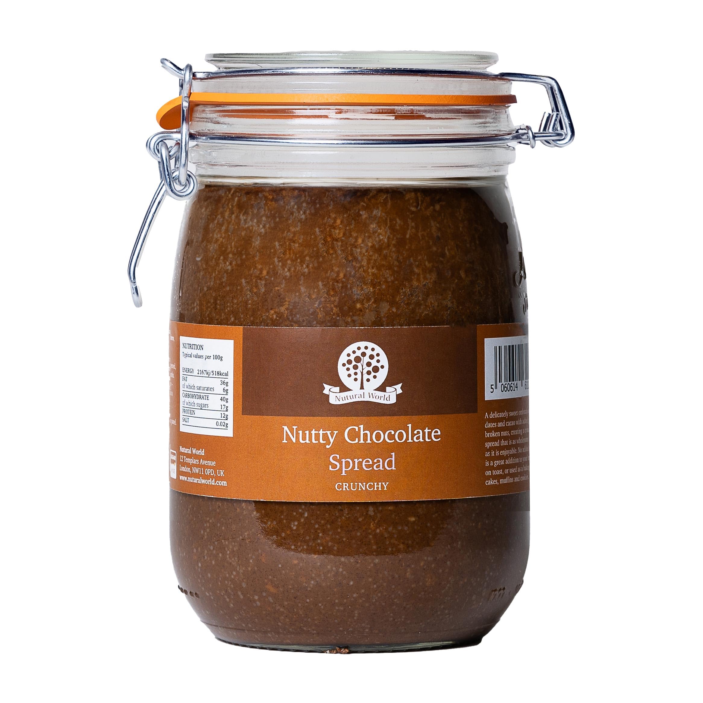 Crunchy Nutty Chocolate Spread (1kg) - Glass Jar