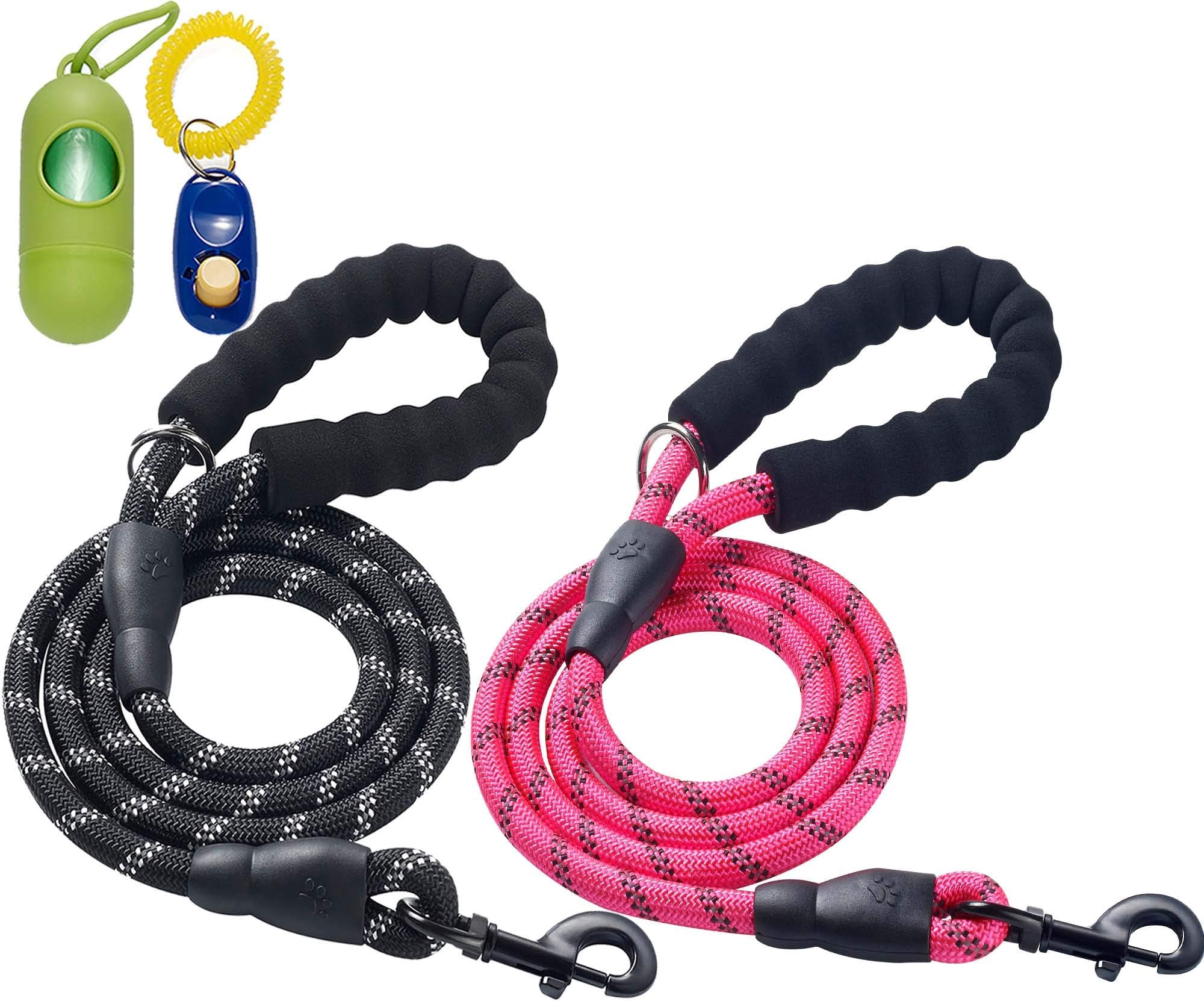 2 Pack 5 FT Heavy Duty Dog Leash with Comfortable Padded Handle Reflective Dog leashes for Medium Large Dogs