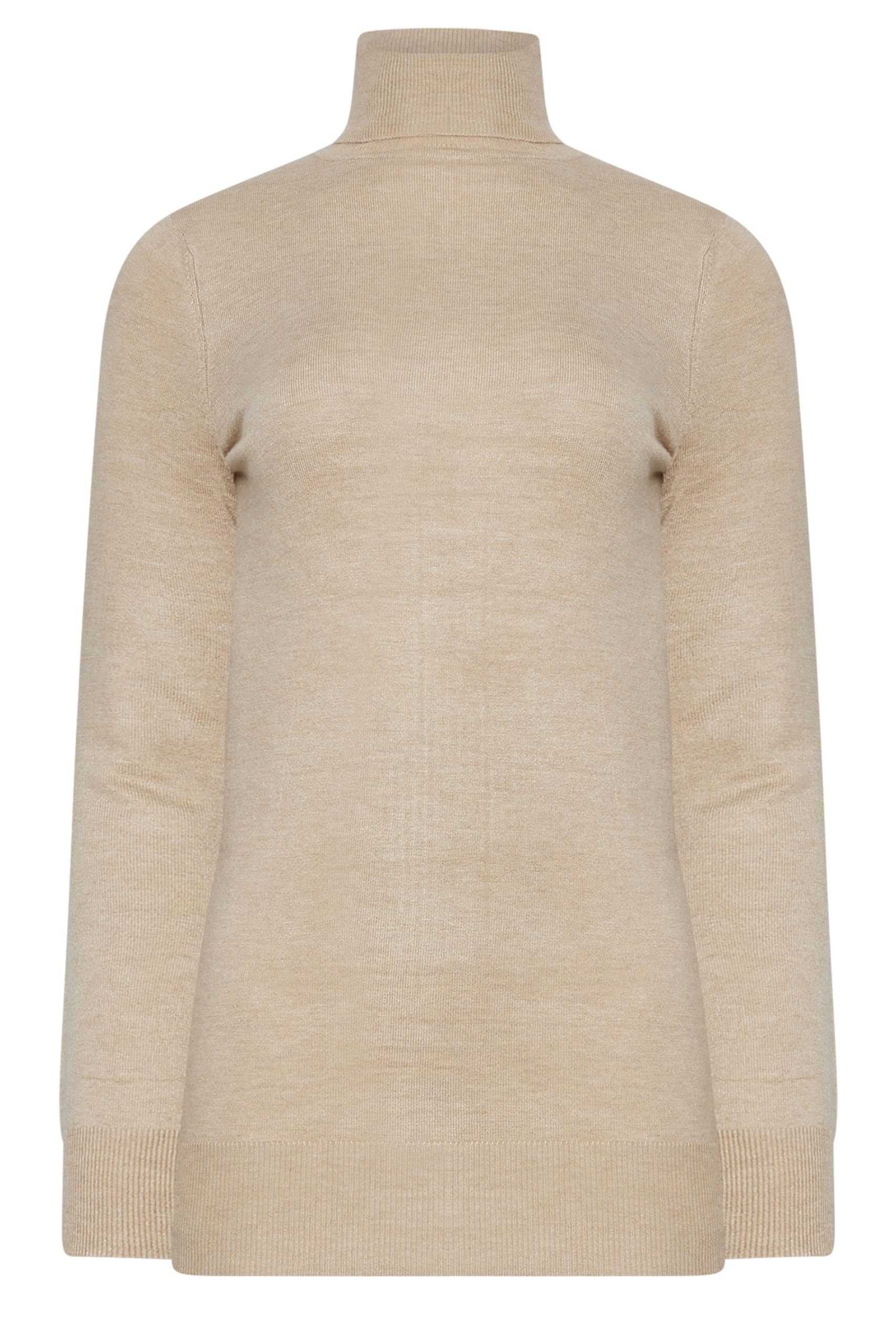 Long Tall Sally - Lts Tall Beige Long Sleeve Roll Neck Jumper - Womens
