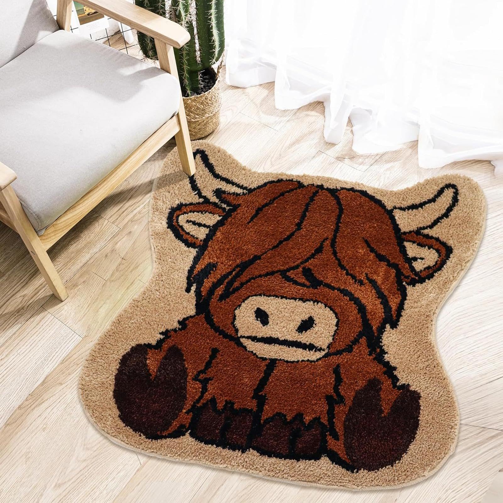 Alfombra de baño escocesa con forma de animal, ultra absorción de agua