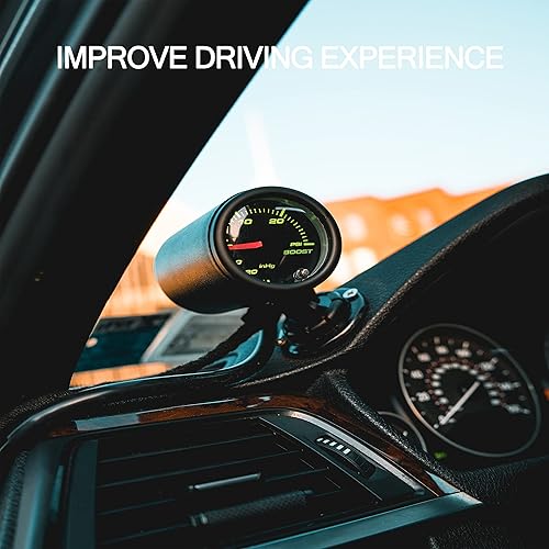 Miniatura 4 de YONEDA Turbo Boost - Kit de medidor de vacío de 30 PSI tintado 7 colores, incluye manguera mecánica y ajuste en T, esfera negra, para automóvil y