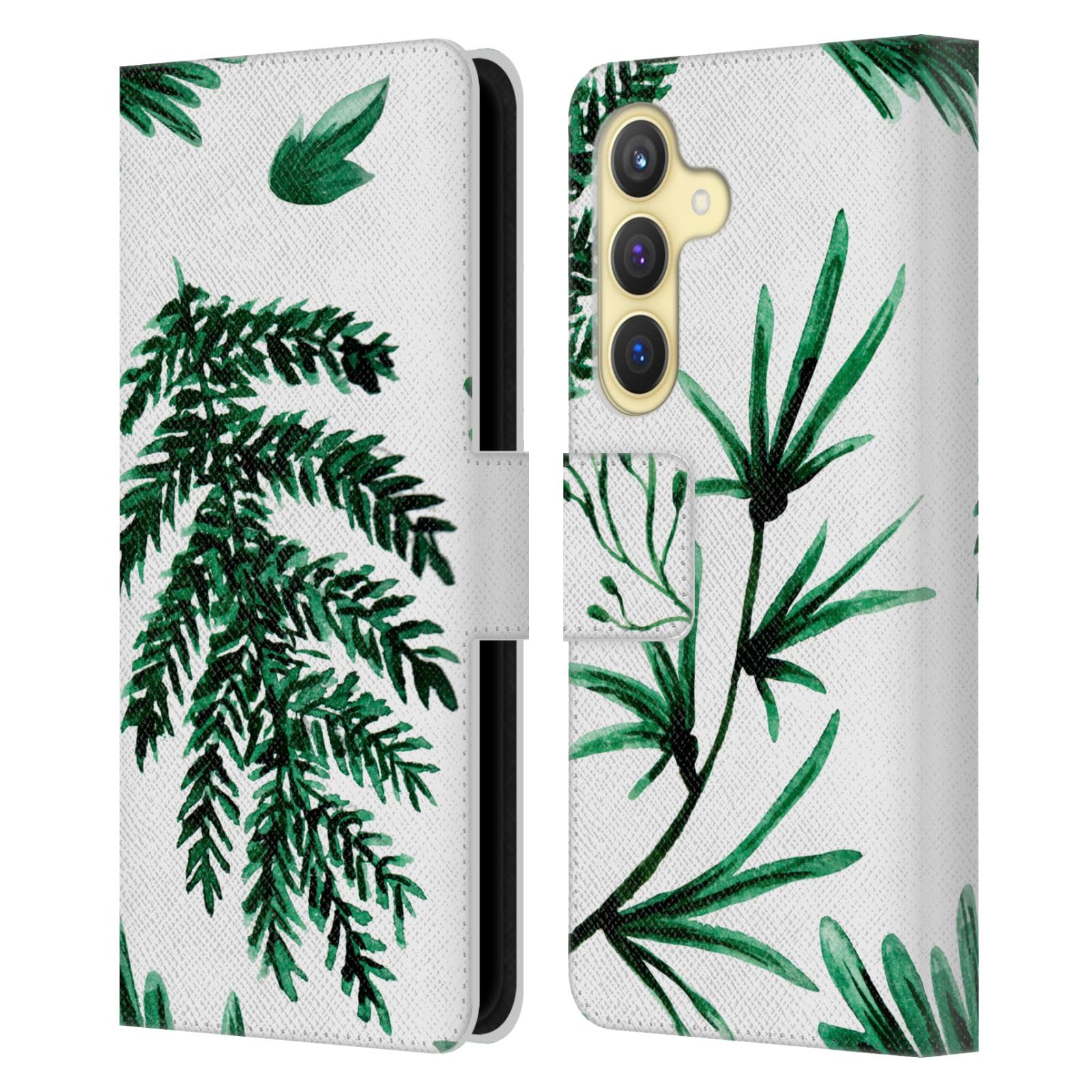 Funda libro Samsung S24 con tarjetero y soporte diseño Haroulita Pinos Acuarela 7