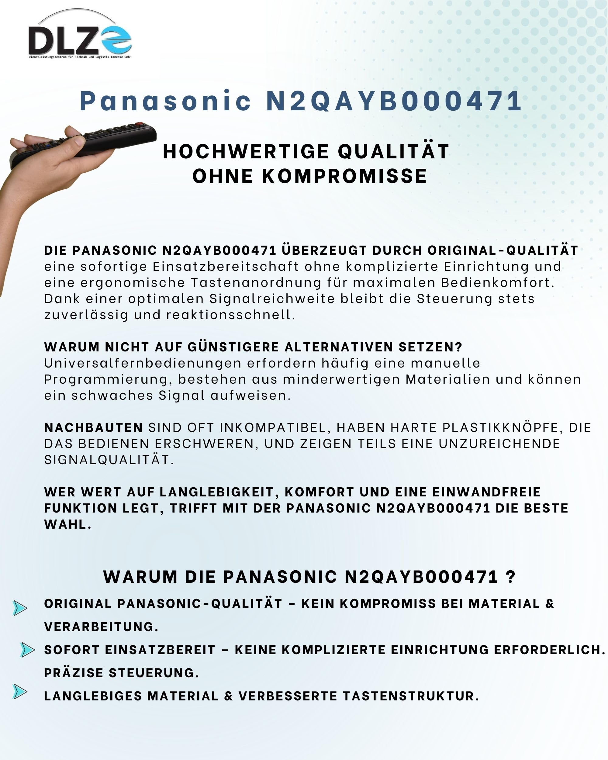 Panasonic N2QAYB000471 – Original-Fernbedienung für Panasonic Viera TVs – Ersatzmodell, sofort einsatzbereit, kein Setup nötig