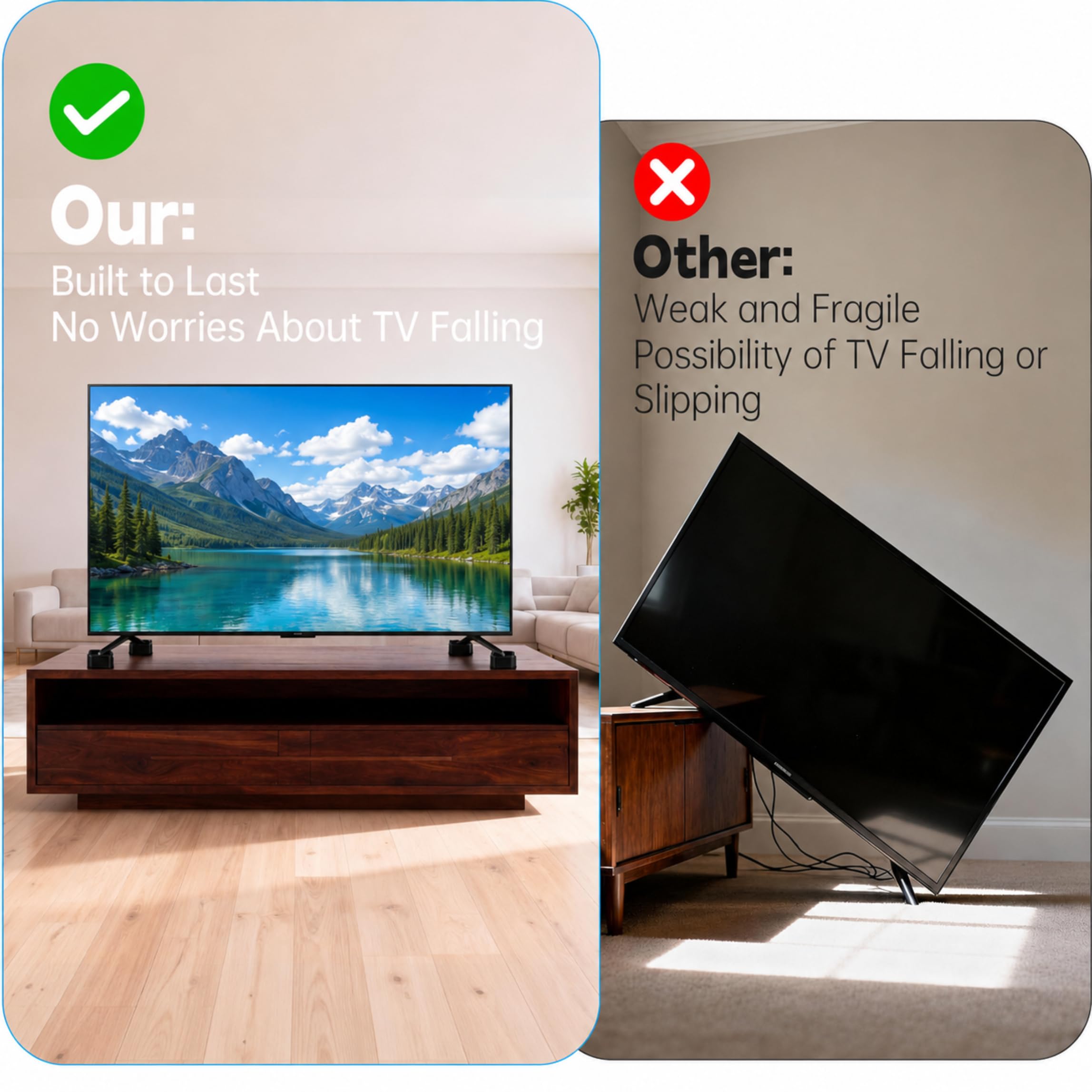 Rialzo impilabile per TV da 32-60", altezza 1/2", piedini salvaspazio con design antiscivolo e impugnatura in gomma, adatto per soundbar e console, regolabile