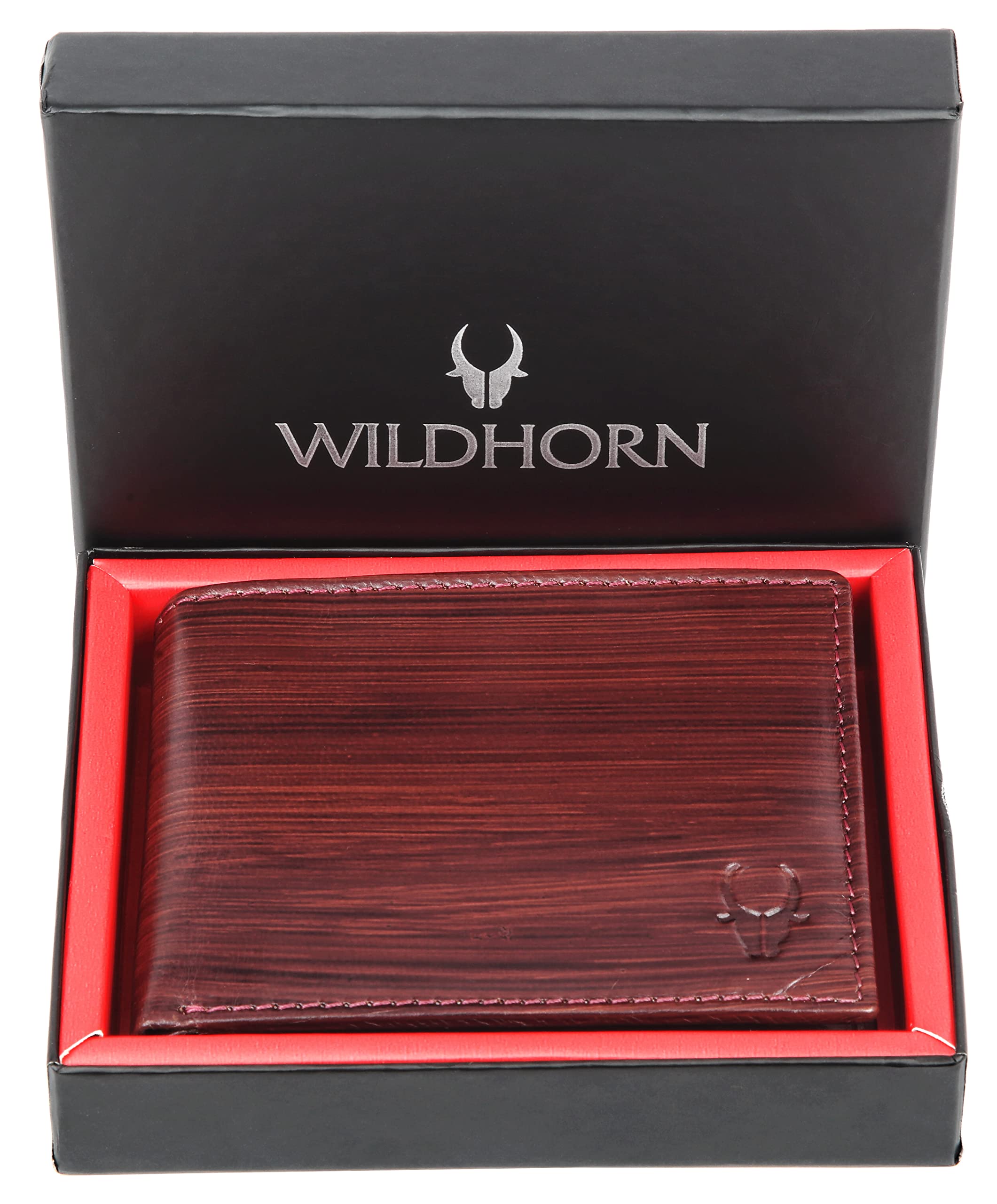 WildHorn RFID Protected Leather Wallet for Men,Maroon