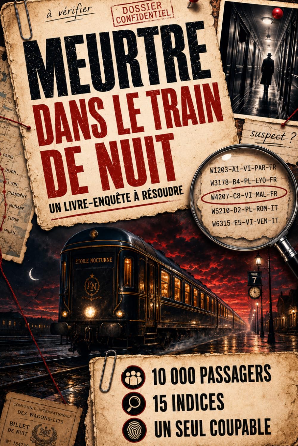 MEURTRE DANS LE TRAIN DE NUIT: 10 000 passagers, 15 indices et 1 seul coupable à démasquer | Une enquête criminelle à résoudre avant le terminus