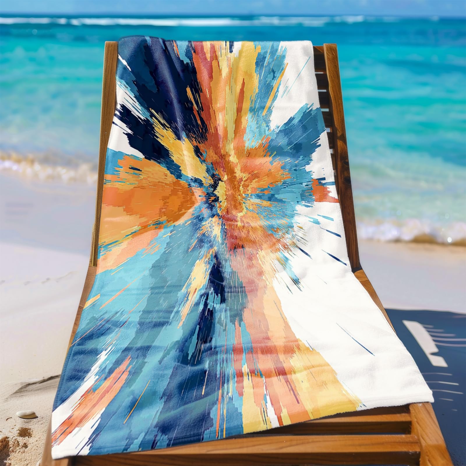 Beach Towel 80x160 Blue Graffiti Abstract Microfibre Quick Dry Towel for girls,Pool Swimming Travel Towels,Sand-Resistant, Absorbent, Lightweight