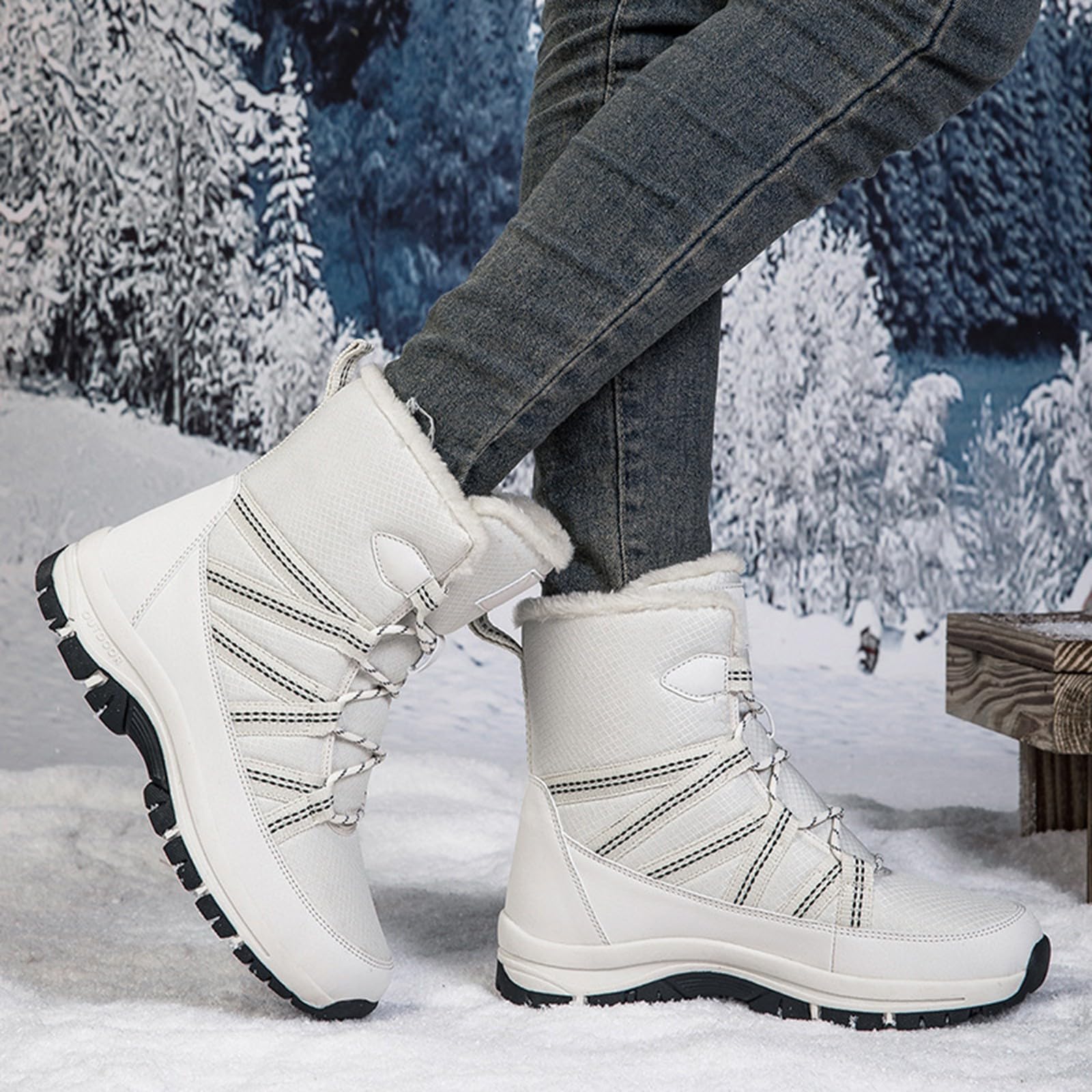 Herren Winterstiefel Warm Stiefeletten Damen Hoch Gefütterte Thermostiefel