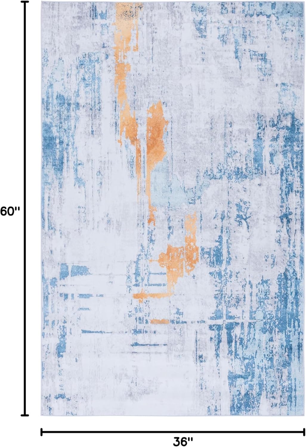 SAFAVIEH Washable Rug Tacoma Collection - 3' x 5', Grey & Blue, Slip Resistant & Easy to Clean, Ideal for Living Room, Bedroom, Foyer, Accent Space (TAC812F)