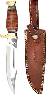 Hunting Knife with Sheath - 12.5" Fixed Blade Knife with Leather Handle & Sheath - 59-60 HRC Rated & Full Tang Design Hunting Knife for Survival, Fishing, Tactical, Camping & Bushcraft - Perkin Knives - Perkin