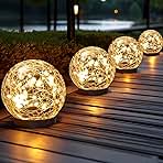 Solar Globe Lights Outdoor Waterproof - Cracked Glass Ball Lights for Garden, Patio, Yard, Lawn and Backyard Decor - Solar Orbs for Outside Decorations