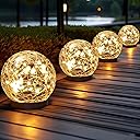Solar Globe Lights Outdoor Waterproof - Cracked Glass Ball Lights for Garden, Patio, Yard, Lawn and Backyard Decor - Solar Orbs for Outside Decorations