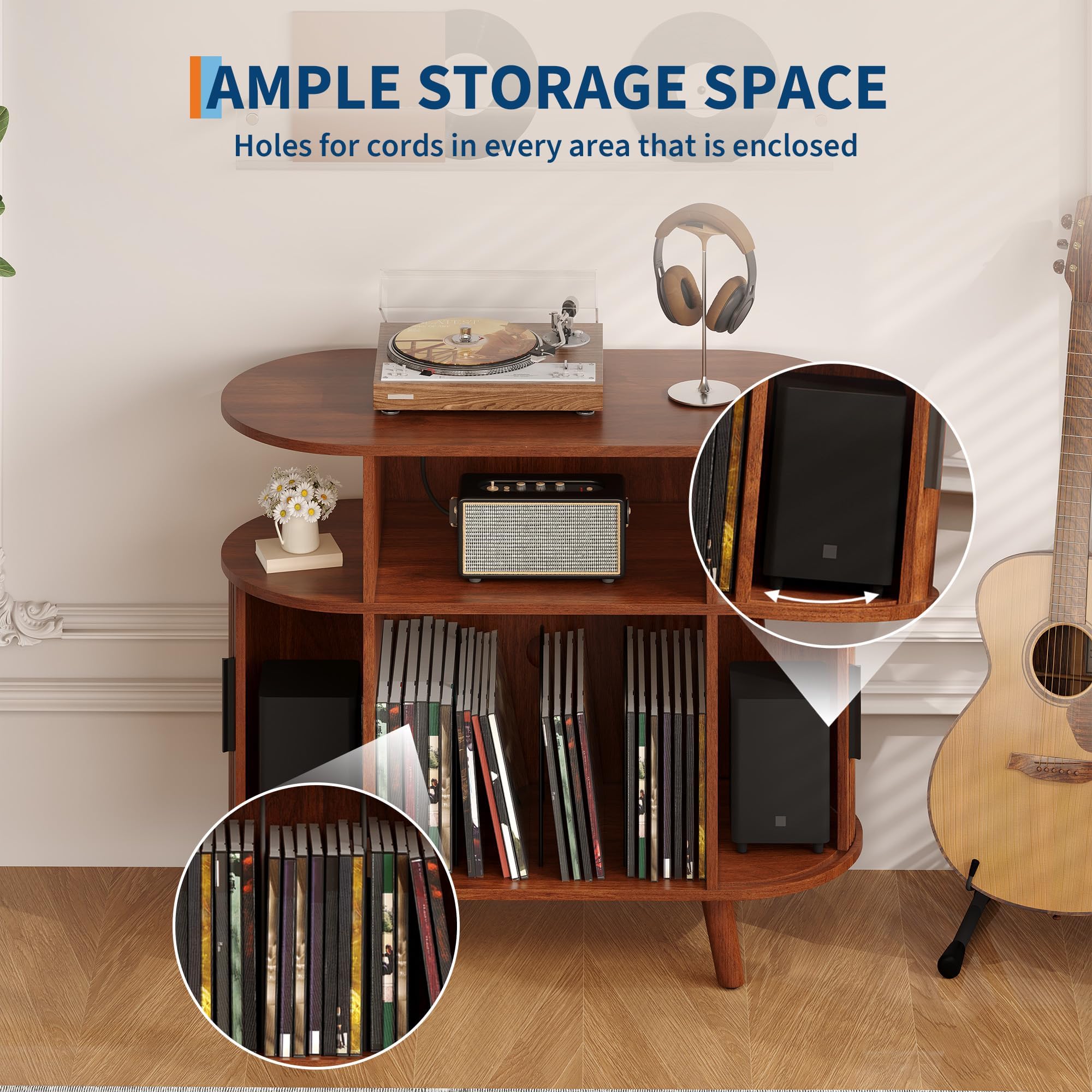 Meuble Tourne Disque Bois Support Pour Table de Tournante GroßEr PlattenstäNder Aufbewahrung Bord de Arrondi Tourne Disque Support Pour Tourne Disque Marron Meuble Platine Vinyle Salle de RéCeption