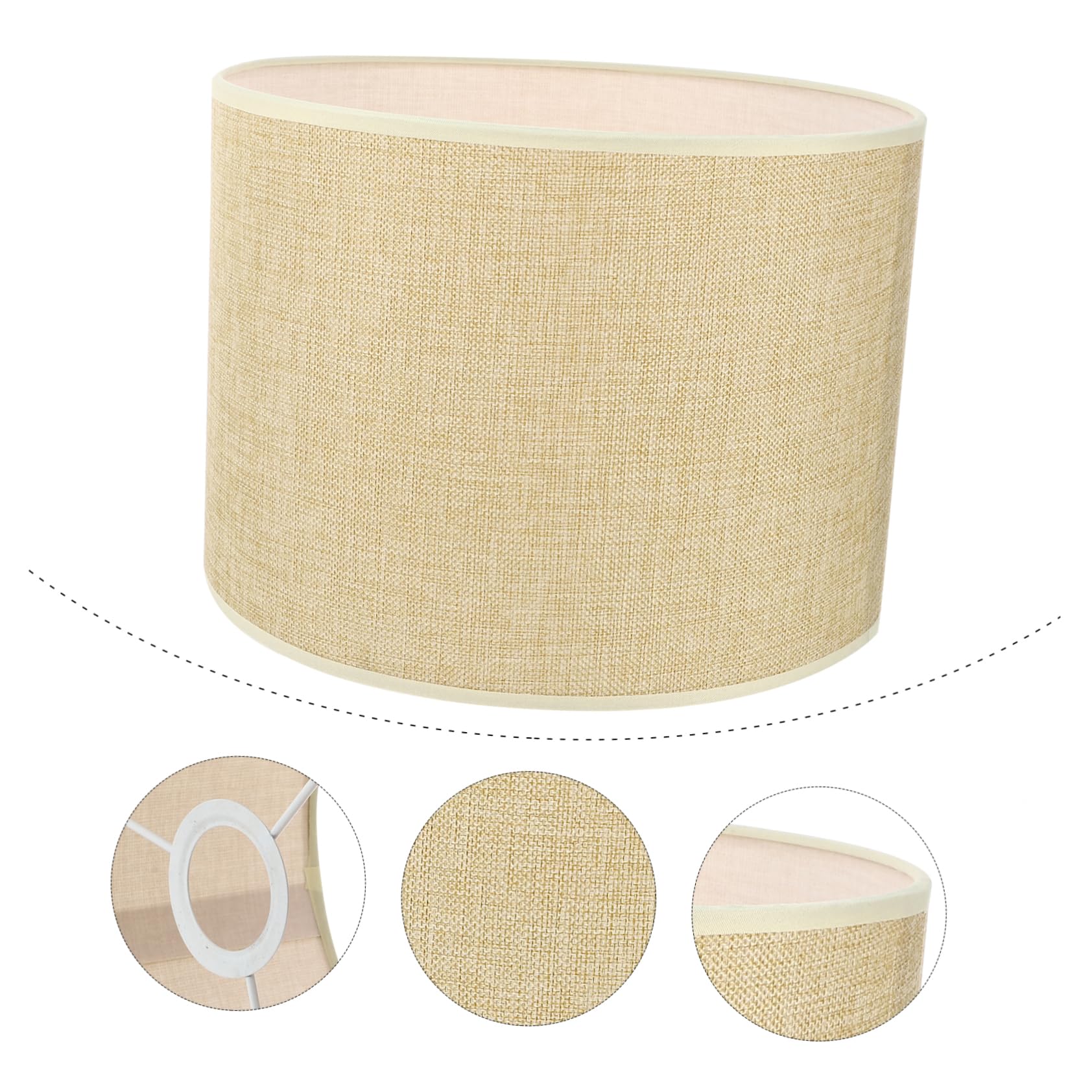 Zylindrischer Lampenschirm Stabil Beige, für E27, aus Leinen
