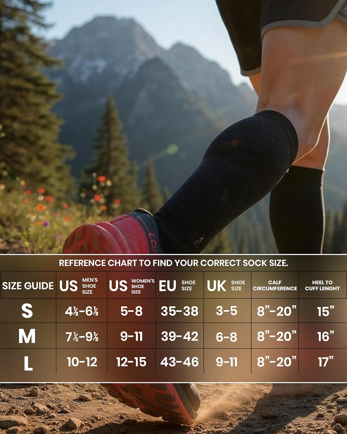 GoWith Unisex Black Merino Wool Graduated Compression Socks, 15-20 mmHg Thermal Travel Knee High Socks for Men & Women - Image 4