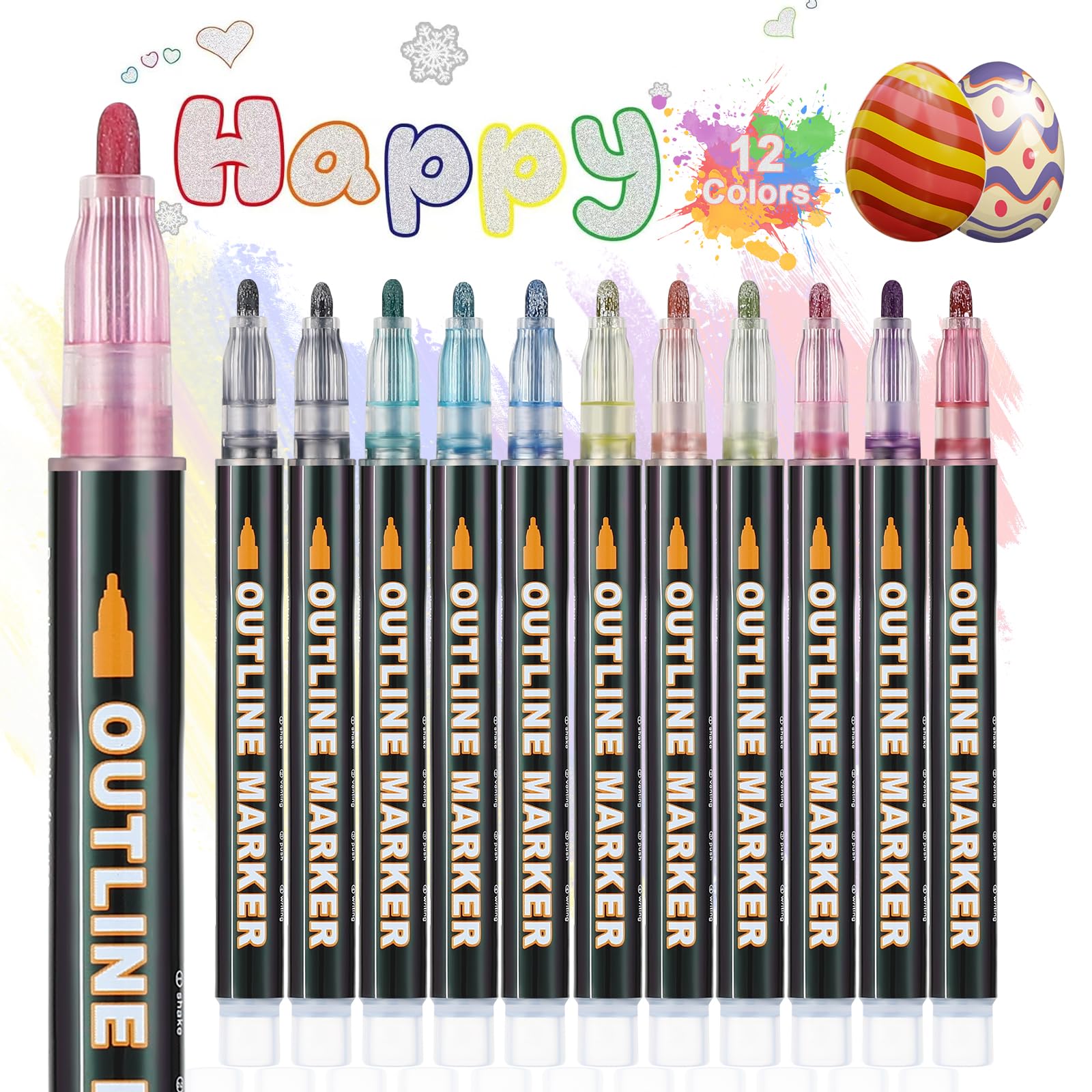 Lociban 12 Colori Penne Glitterate Colorate, Pennarelli Glitter, Regalo Bambina 4-12 Anni, Pennarelli Glitterati per Disegni, Scrapbooking, Biglietti Regalo, Album Fotografici, Guest Book, Compleanni