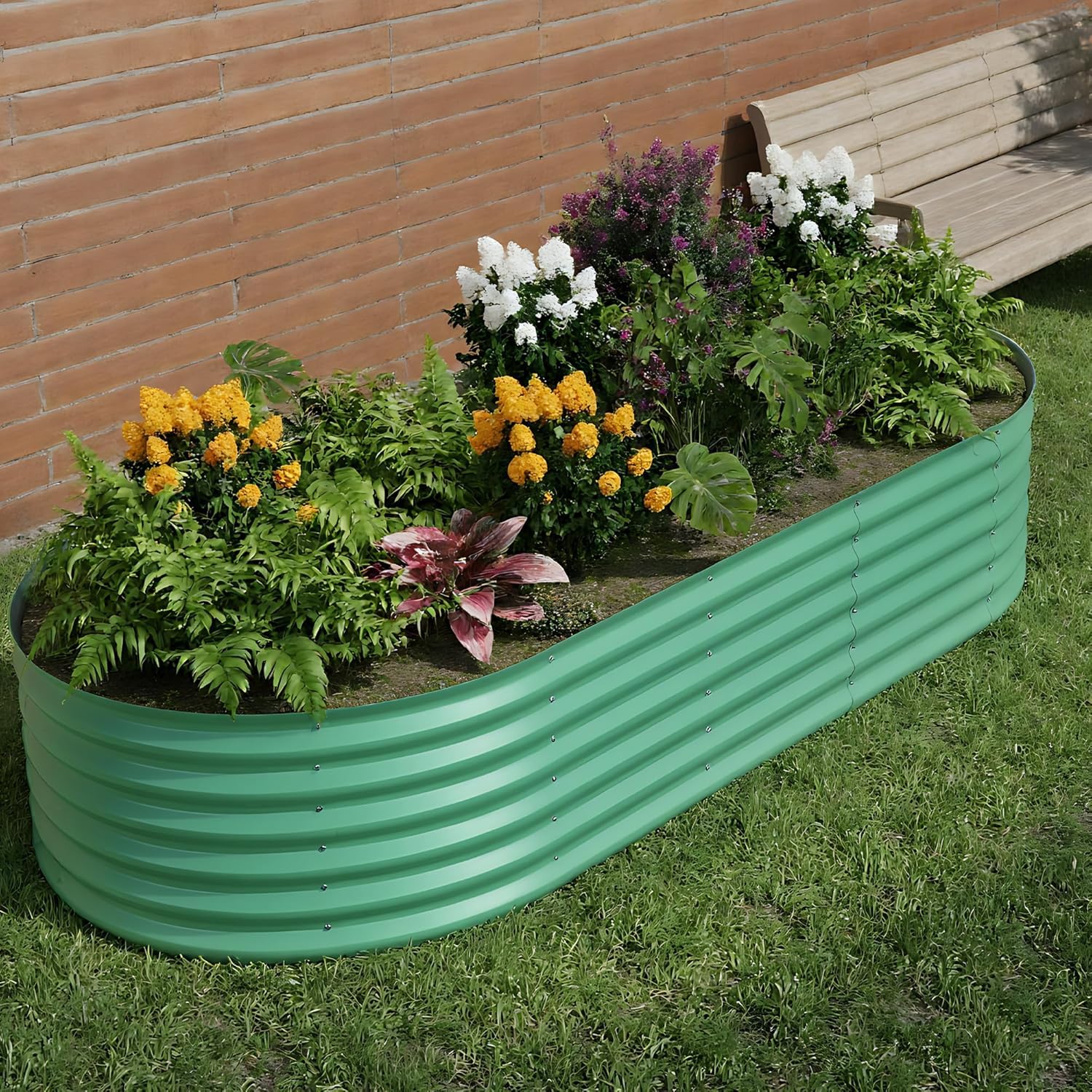 Galvanized Raised Garden Bed, Metal Outdoor Planter Box for Flowers Herbs Vegetables, Rust-Resistant Raised Garden Beds for Gardening,Outdoor Garden Box & Planters,Easy Assembly– Green, 240x120x45cm