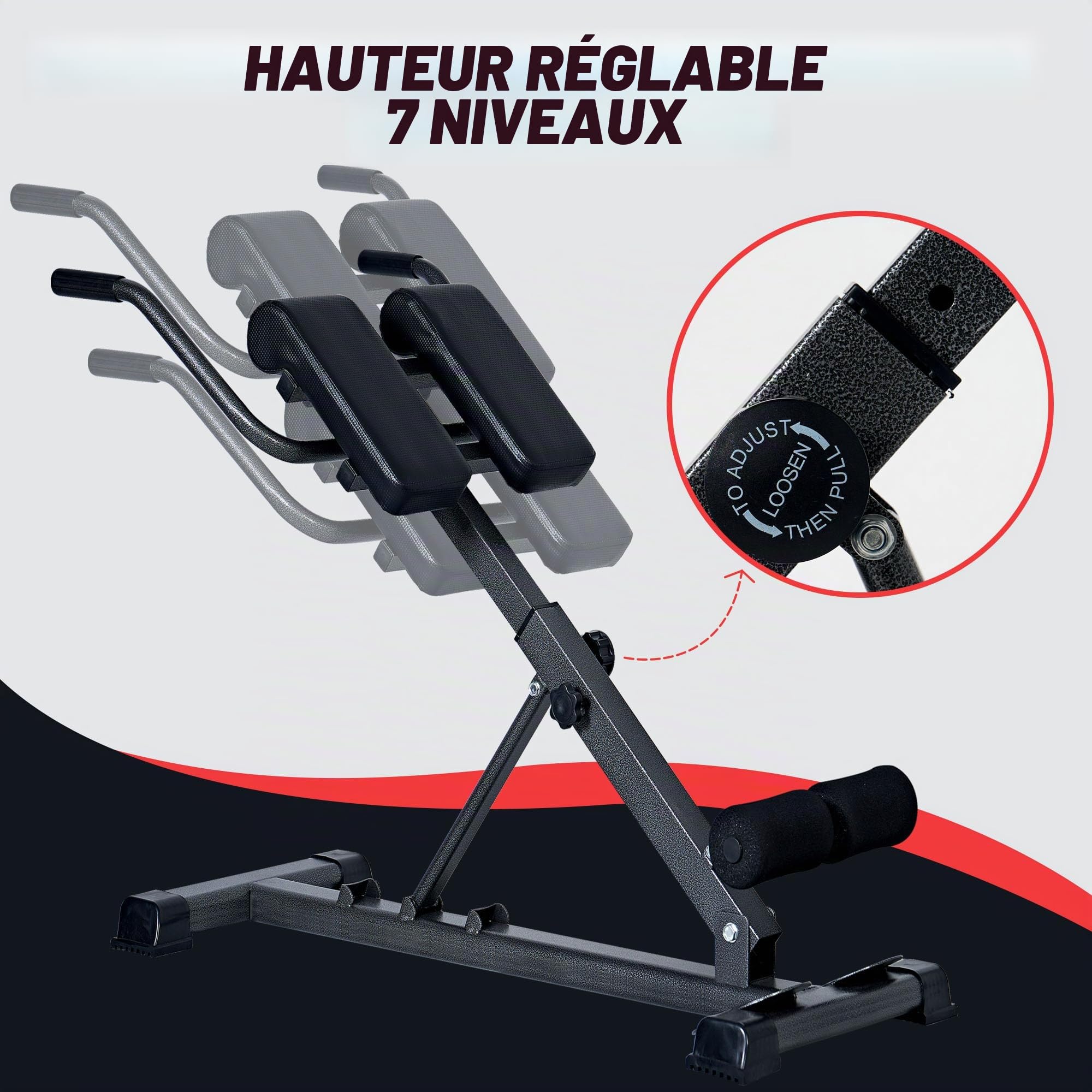 soges Banc Romain Pliable - Améliore la Posture, Soulage le Mal de Dos & Gain de Place - 100 kg Capacité de Charge, 3 Angles & 7 Niveaux de Réglage pour la Maison