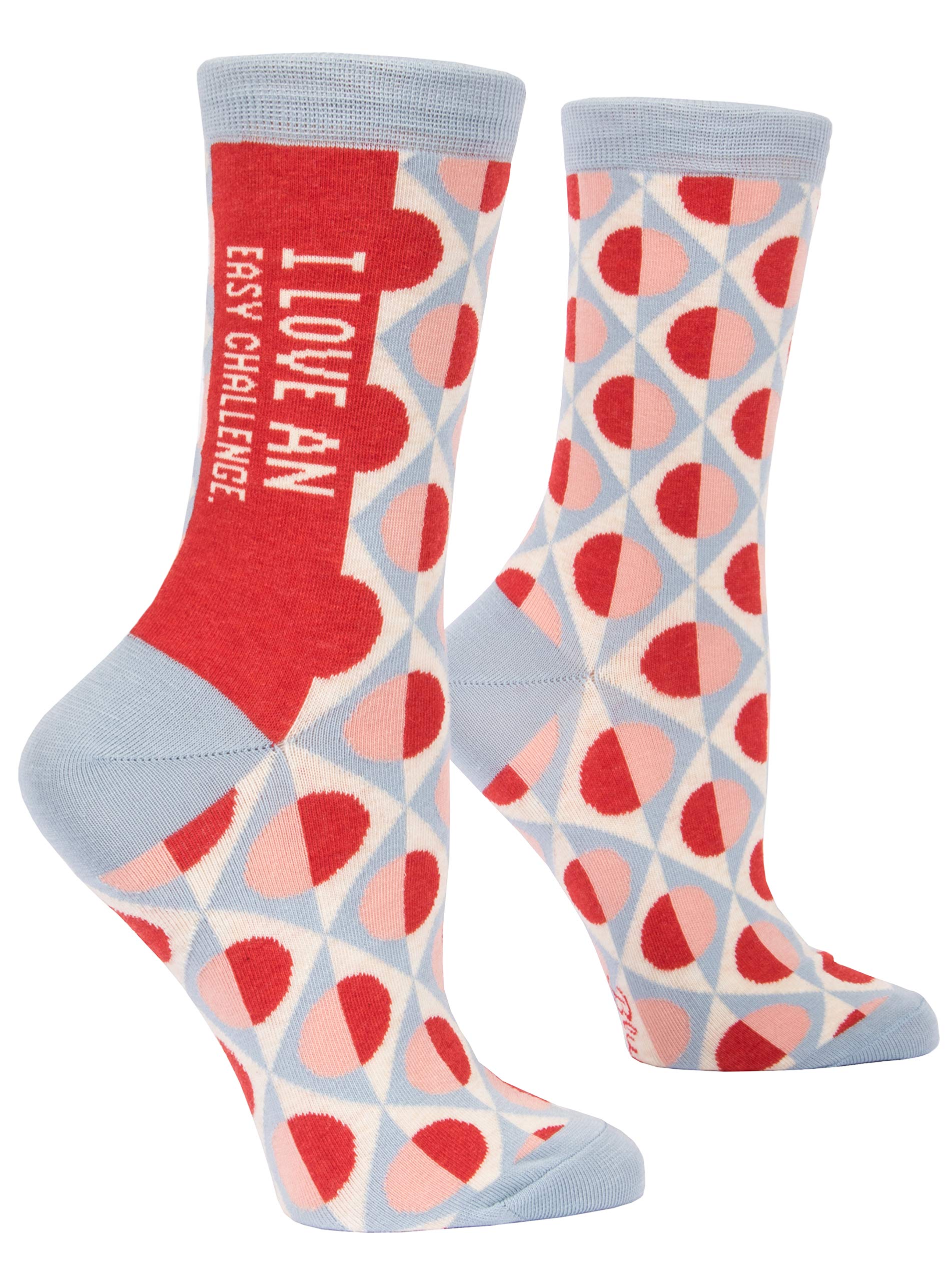 BlueQ Woman Socks:"I Love An Easy Challenge"
