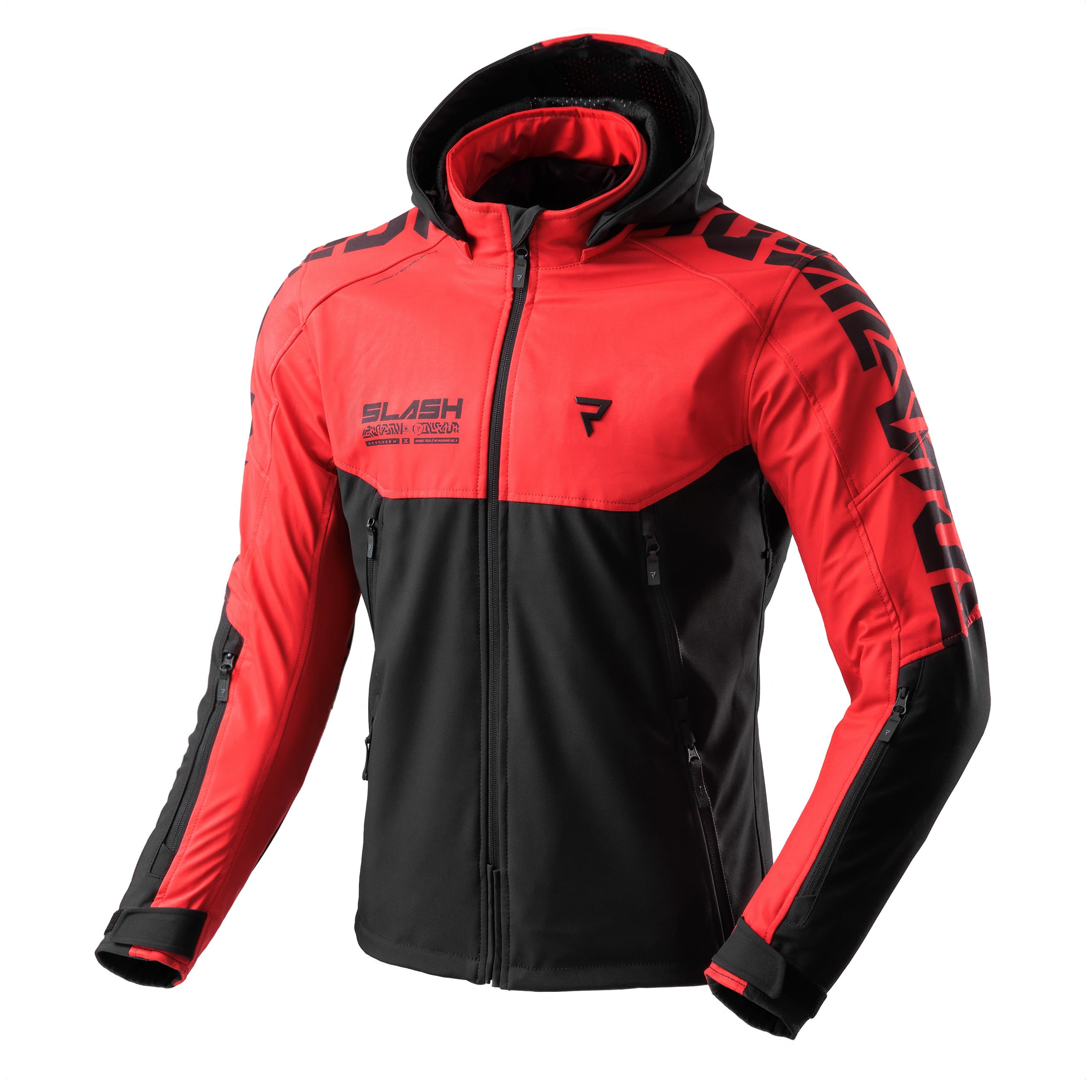 REBELHORN Slash Chaqueta de Moto Hombre | Textil | Softshell con Capucha Extraíble | Protectores de Codos y Hombros Nivel 2 | 6 Canales de Ventilación | Tallas hasta 10XL