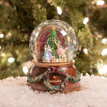 Roman Glitterdome Nutcracker Tree Wood Base Music 100mm W/U
