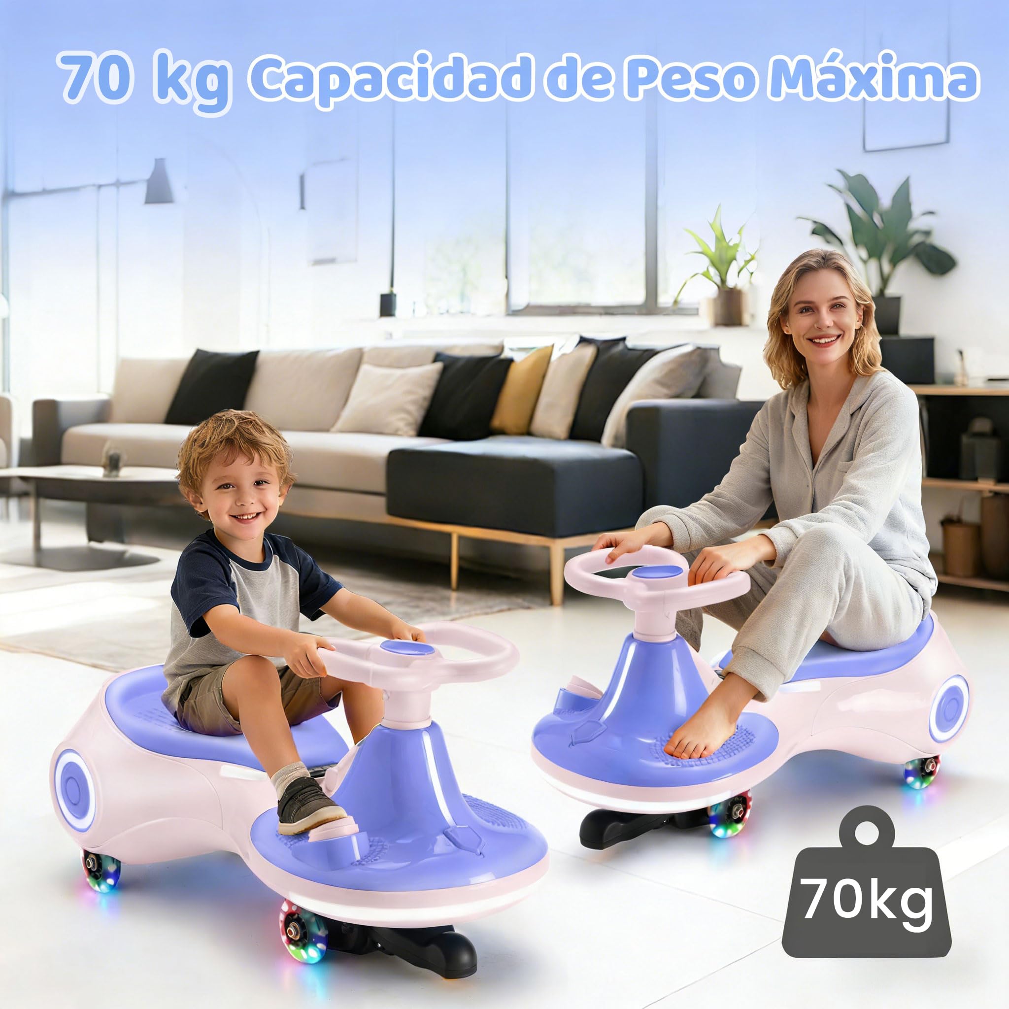 Coche eléctrico Infantil 12V, Juguete montable 3 en 1 con Pedal, batería Recargable, 3 Modos, antivuelco, Ruedas Luminosas, música, Edades 3-8 años, 30-70 kg, Rosa Morado