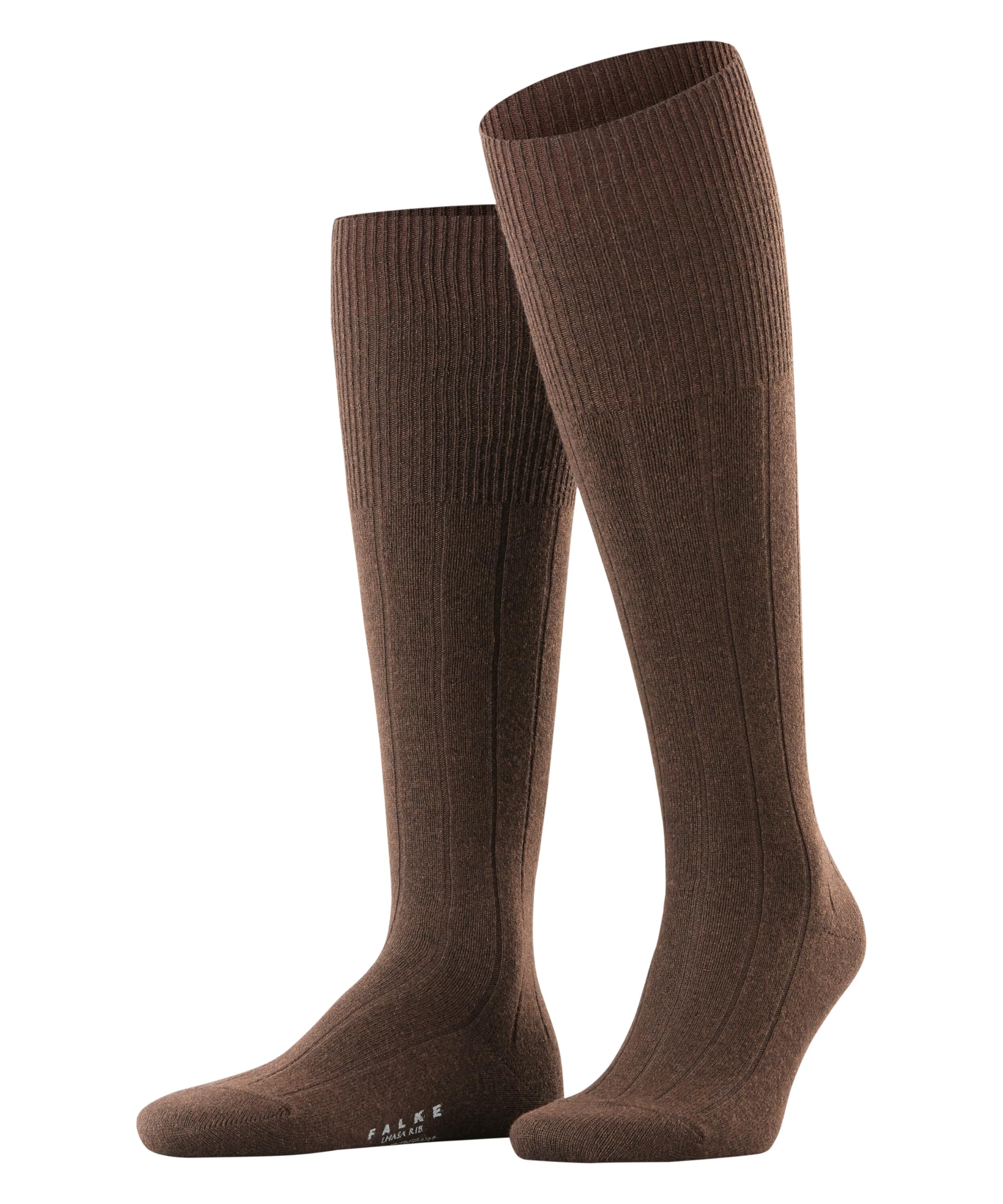 FALKE Men's Lhasa Rib M Kh Wool Cashmere Long Plain 1 Pair Knee-High Socks, Brown 5930, 5.5-8