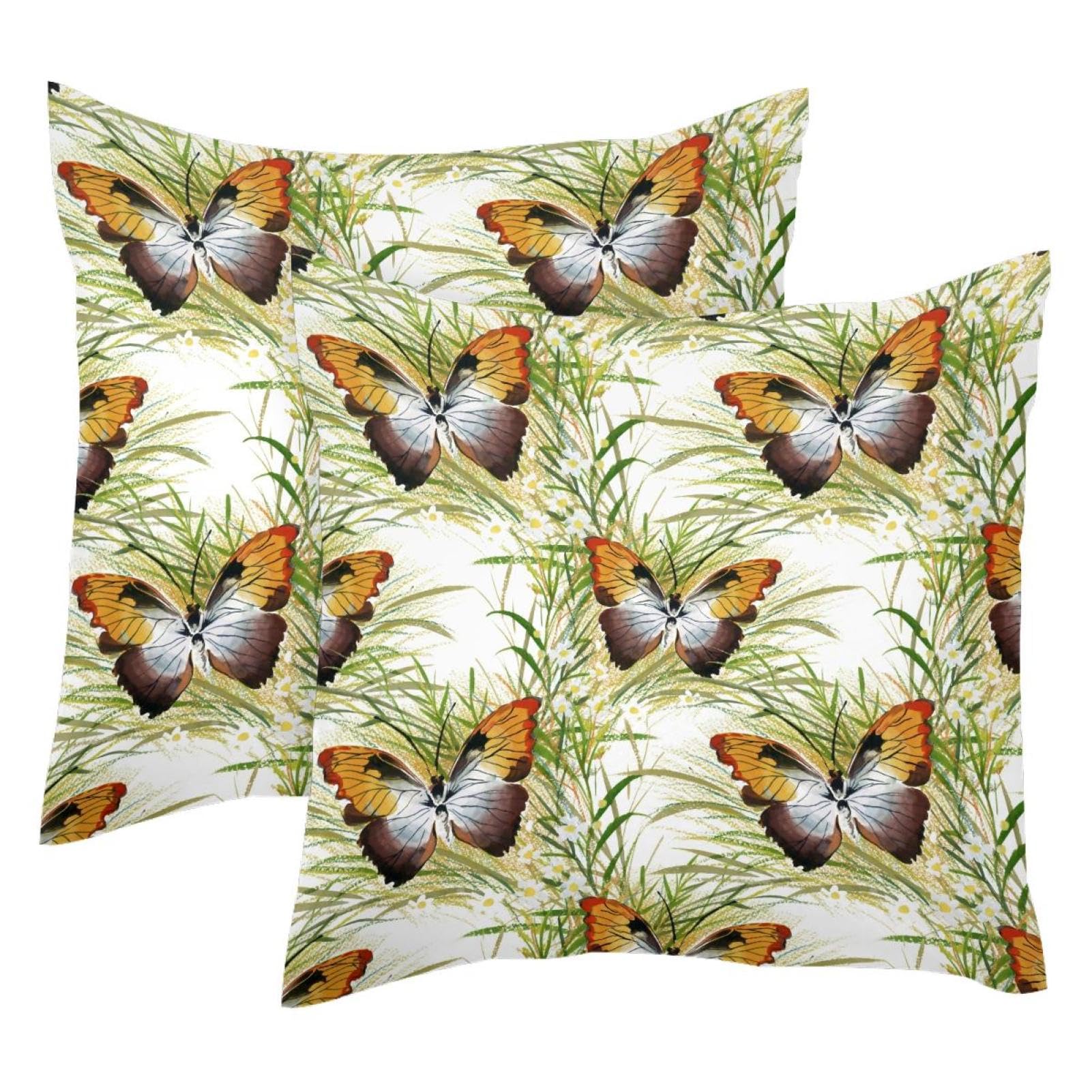 Housses de coussin en velours motif papillon 50x50 cm lot de 2