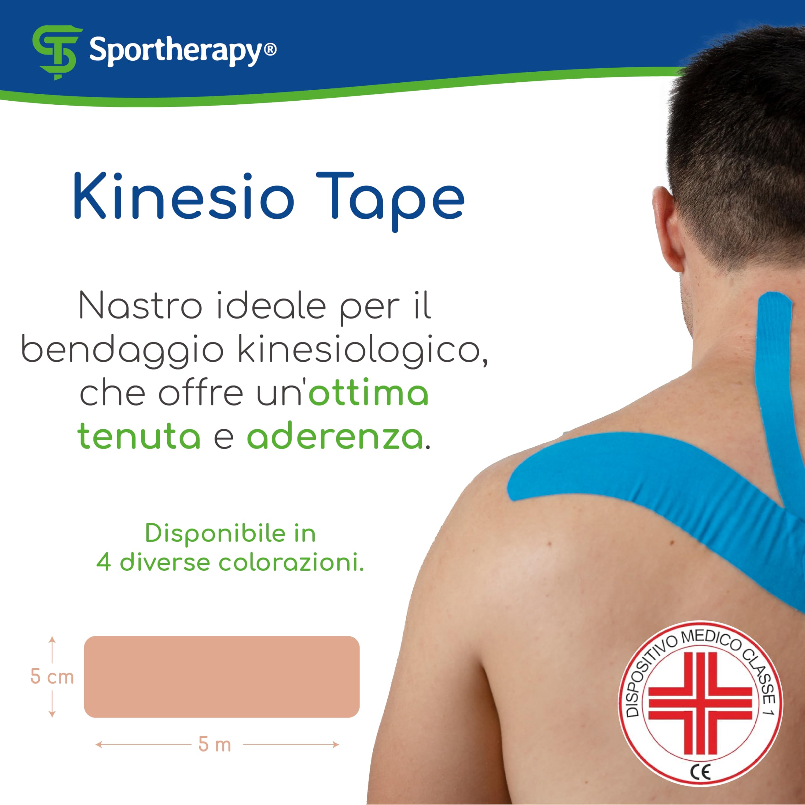 FIT Therapy Tape Kinesiologico 5 Metri, Professionale, Impermeabile, Senza Farmaci, Durata 5 Giorni - 3