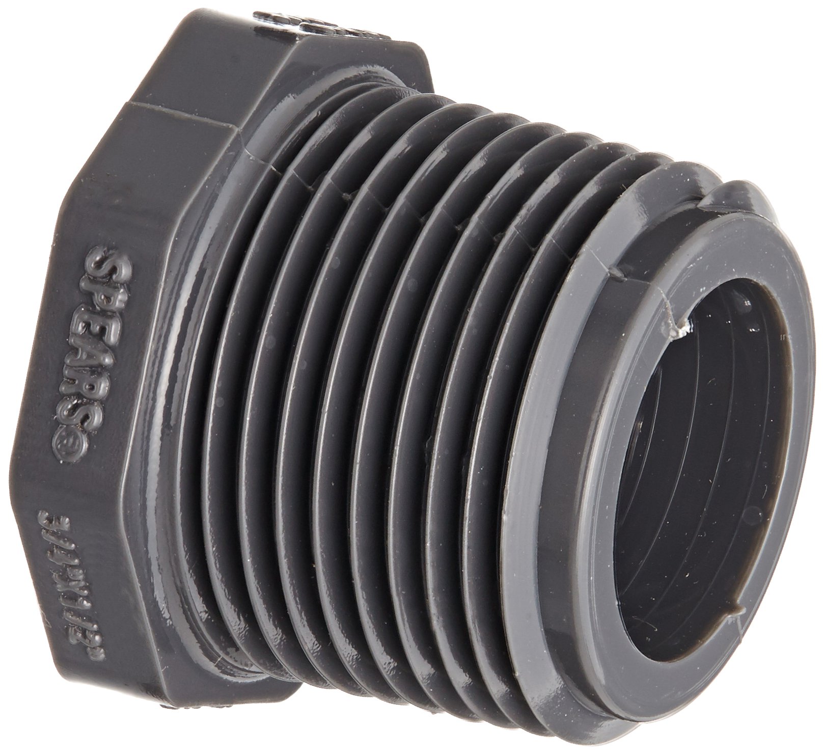 Spears 439-G Series PVC Pipe Fitting, Bushing, Schedule 40, Gray, 3/4