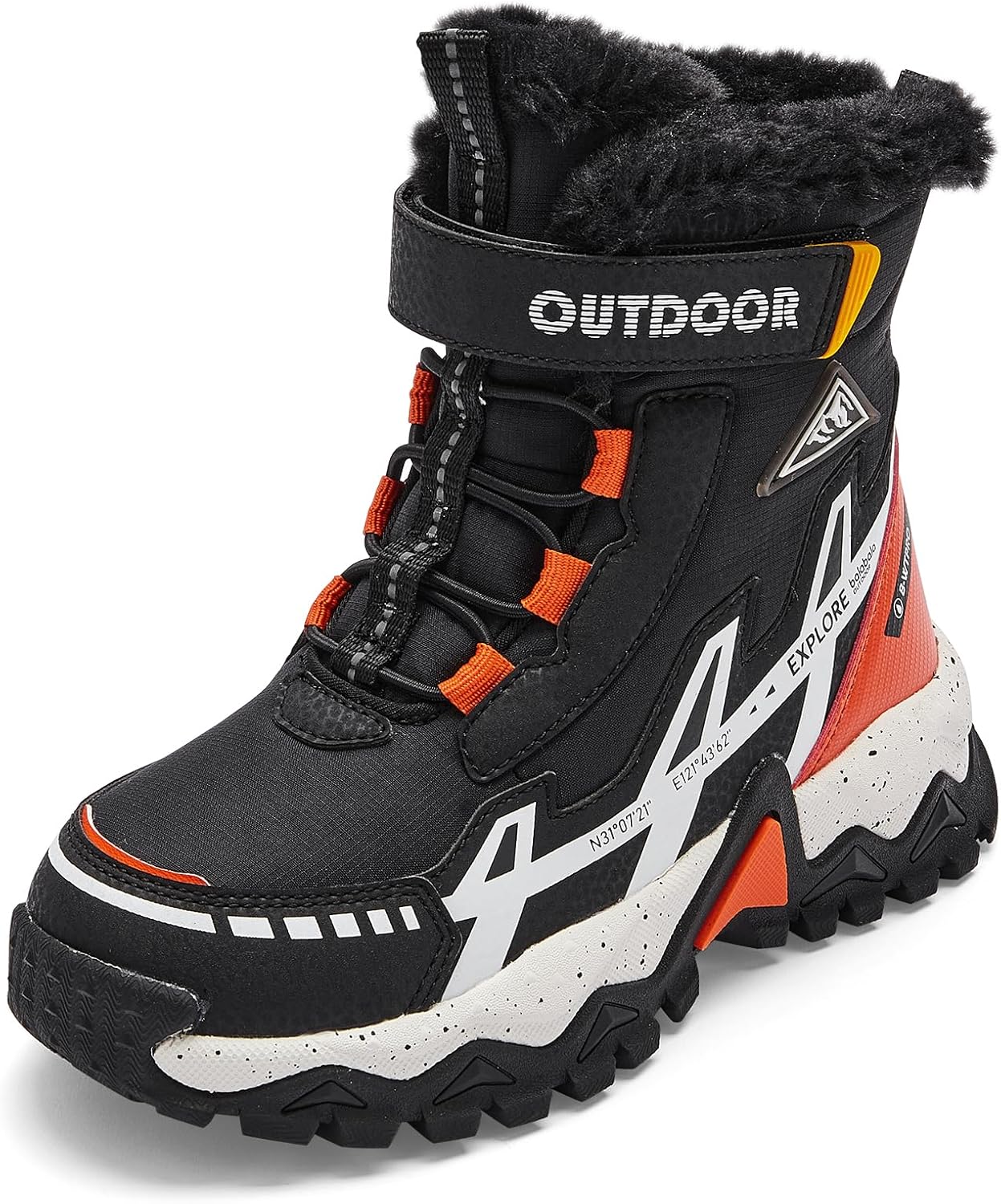 Balabala Kids Snow Boots Girls Winter Boots Girls and Boys Snow Boots Outdoor Anti-Slip Warm Faux Fur Shoes Hiking Boots