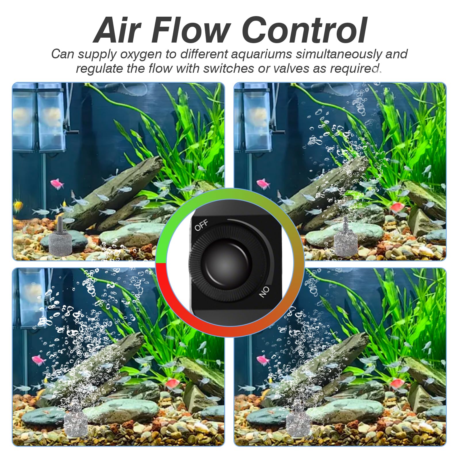 Bomba de aire para acuario con 6 salidas, estanques de jardín, acuarios, potente bomba de oxígeno, 25 W, bomba de oxígeno ajustable, bomba de aireación silenciosa para estanques e hidroponía