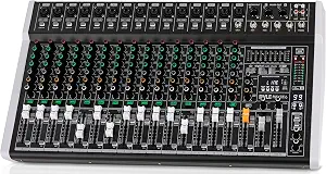 Pyle 16 Channel Professional DJ Mixer Controller with 7-Band EQ, Bluetooth, USB Recording, and Effects