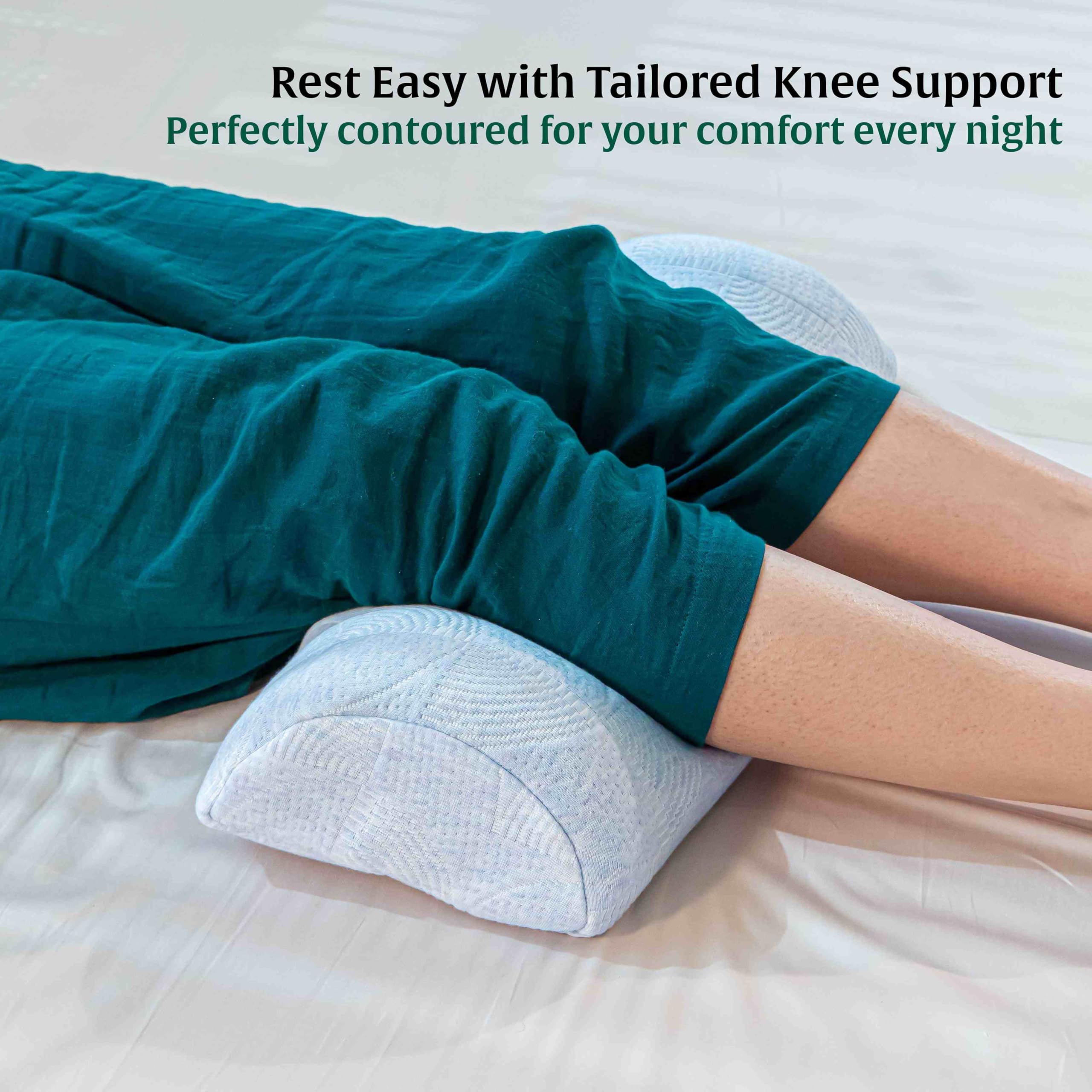 The White Willow Firm Medical Grade Foam Half Moon Multiuse Knee, Leg and Back Support Bolster Pillow for Neck Pain Relief, Sciatica with Washable Hypoallergenic Cover- 19" x 8" x 3.5" Blue 2