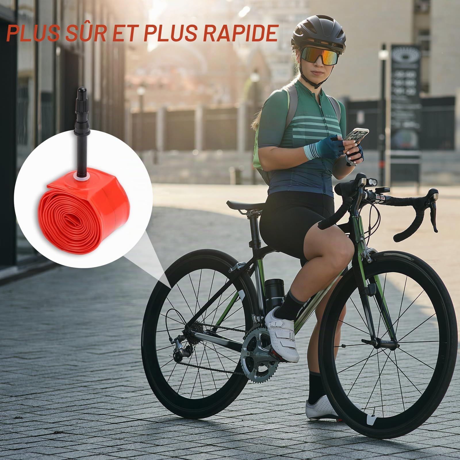 Lot de 2 chambres à air pour vélo de route 700 x 18-32C, valve française, en TPU ultra léger 33 g