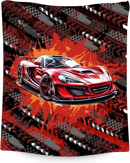 Mercuryelf Blankets for Boys Racing Car Blanket Gifts - 30x40 Inch Cozy Fleece Throw for Kids Teens