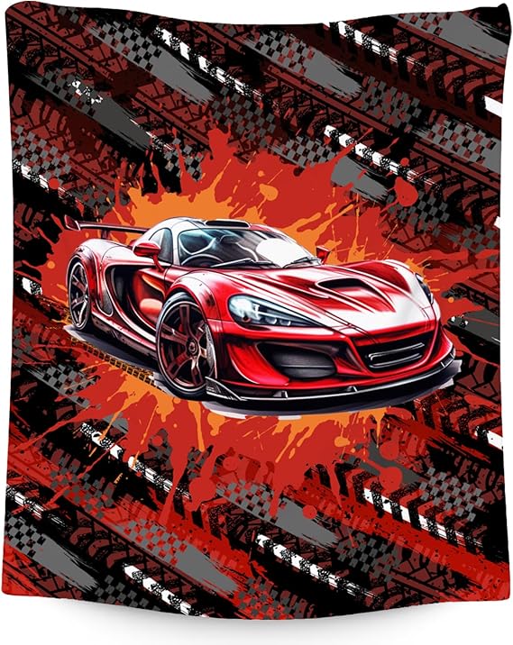 Mercuryelf Blankets for Boys Racing Car Blanket Gifts - 30x40 Inch Cozy Fleece Throw for Kids Teens