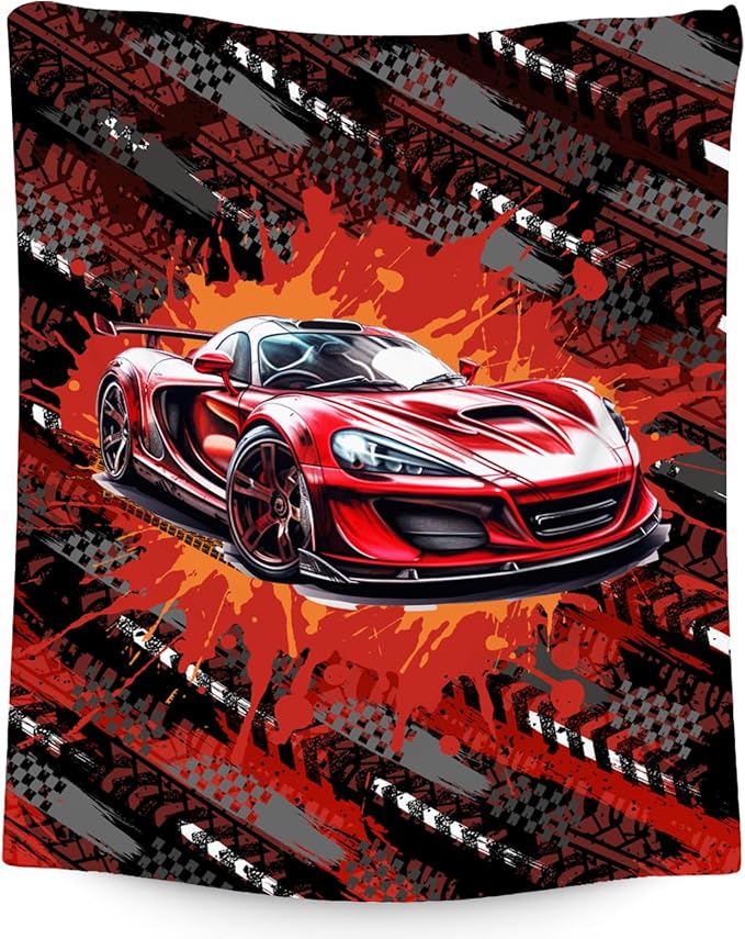 Mercuryelf Blankets for Boys Racing Car Blanket Gifts - 30x40 Inch Cozy Fleece Throw for Kids Teens
