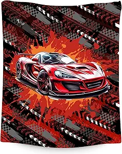 Mercuryelf Blankets for Boys Racing Car Blanket Gifts - 40x50 Inch Cozy Fleece Throw for Kids Teens