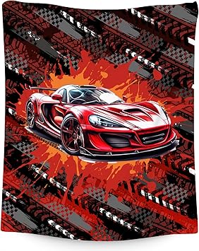 Mercuryelf Blankets for Boys Racing Car Blanket Gifts - 30x40 Inch Cozy Fleece Throw for Kids Teens