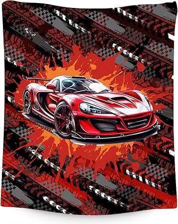 Mercuryelf Blankets for Boys Racing Car Blanket Gifts - 30x40 Inch Cozy Fleece Throw for Kids Teens