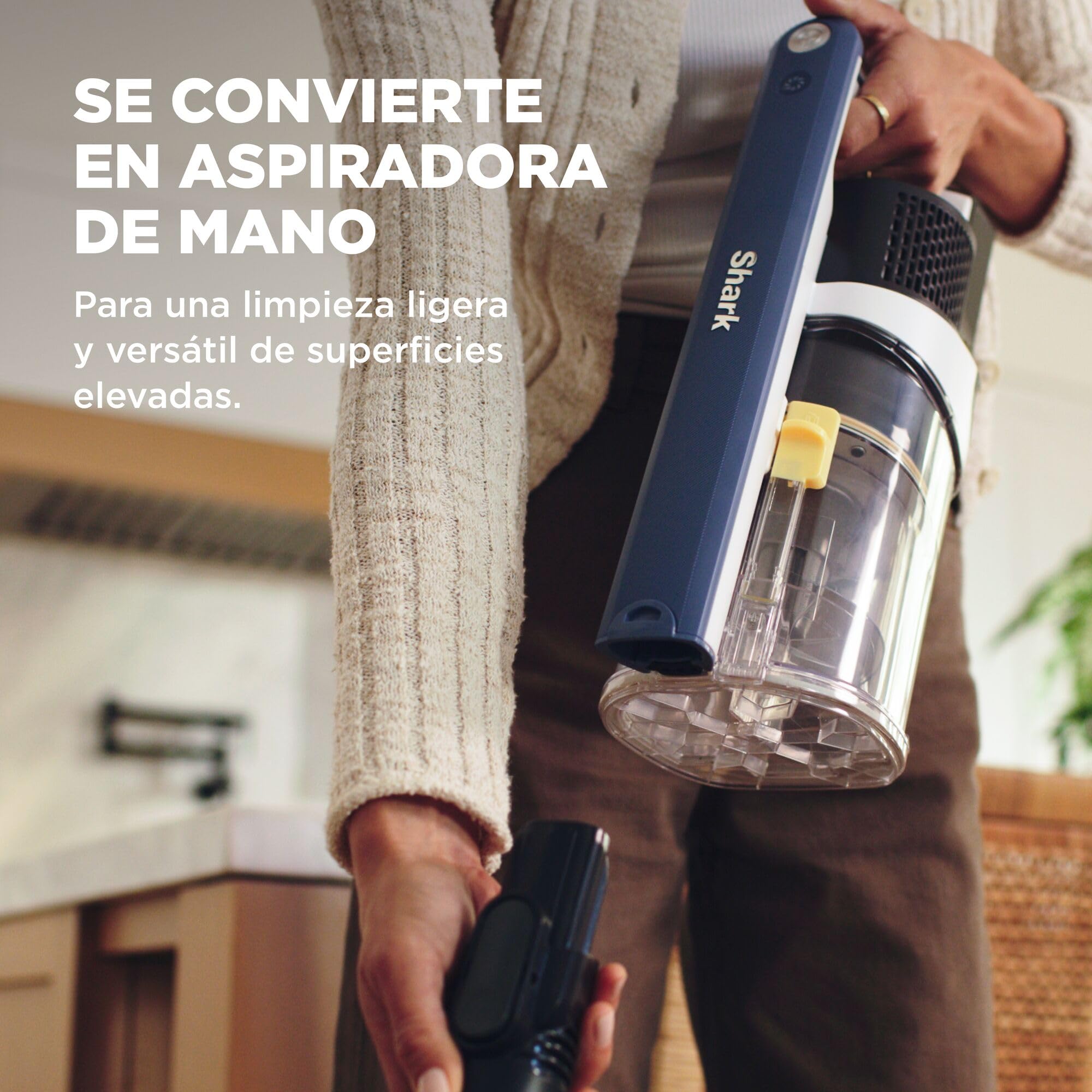 Shark aspiradora sin Cable, succión Potente, Anti Hair Wrap, FloorDetect, TurboPro Detect, hasta 40 min de autonomía, Boquilla Estrecha, HEPA + Anti-Allergen Complete Seal, Luces LED, Azul, IY143HEU