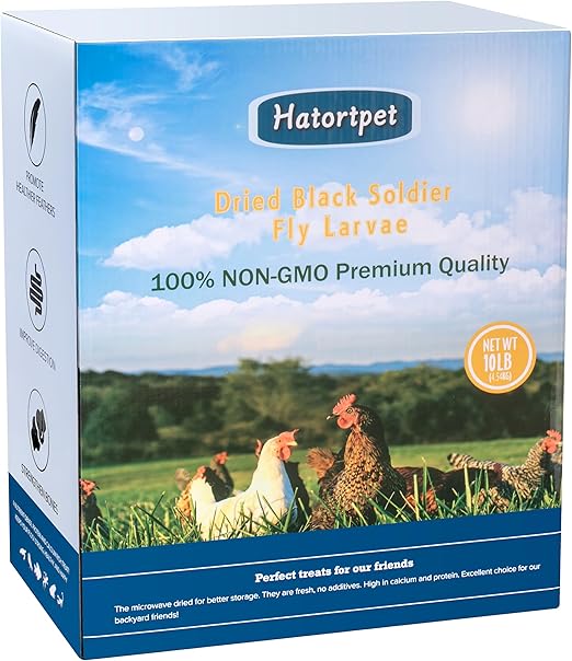 Dried Black Soldier Fly Larvae 10LB-Pure Natural Non-GMO BSF Larvae for Chickens-More Calcium Than Mealworms High-Protein Chickens Treats for Layer Hens Wild Birds Ducks