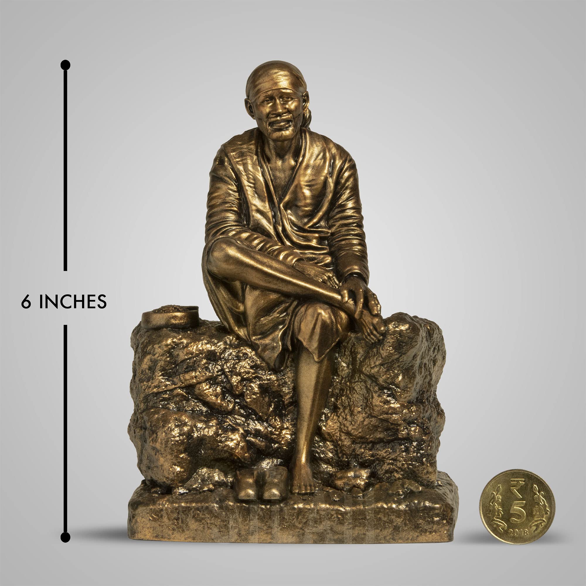 Shirdi Sai Baba Sculpture - Antique Bronze -2